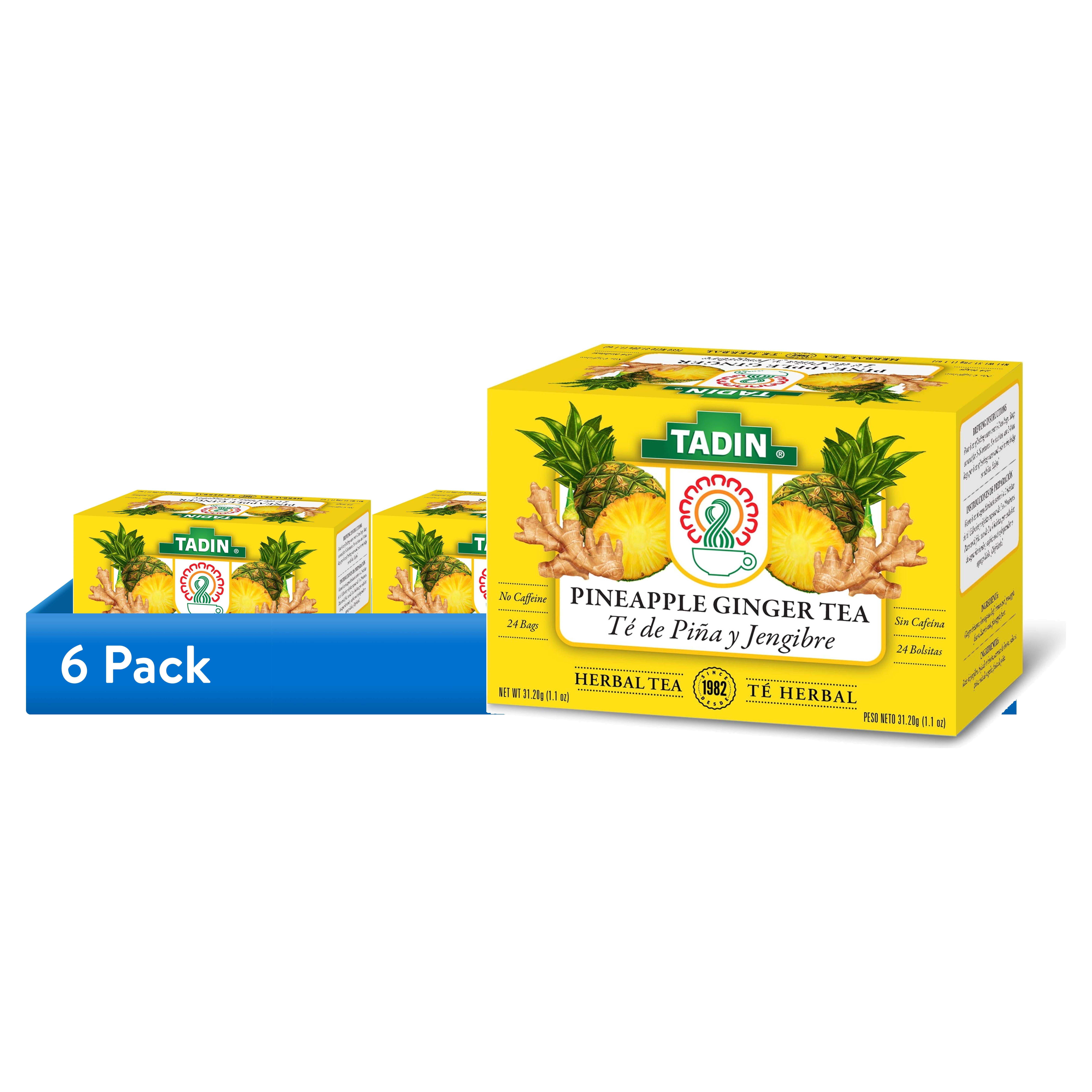 (6 pack) Tadin Pineapple Ginger Tea, Herbal Tea, Caffeine-Free Tea, Herbal Tea Bags, 24 Count, Pack of 1