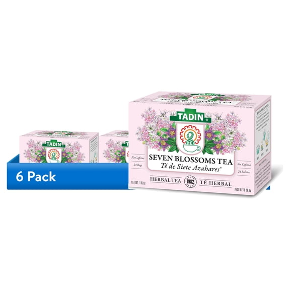 (6 pack) Tadin Seven Blossoms Tea, Herbal Tea, Caffeine-Free Tea, Herbal Tea Bags, 24 Count, Pack of 1