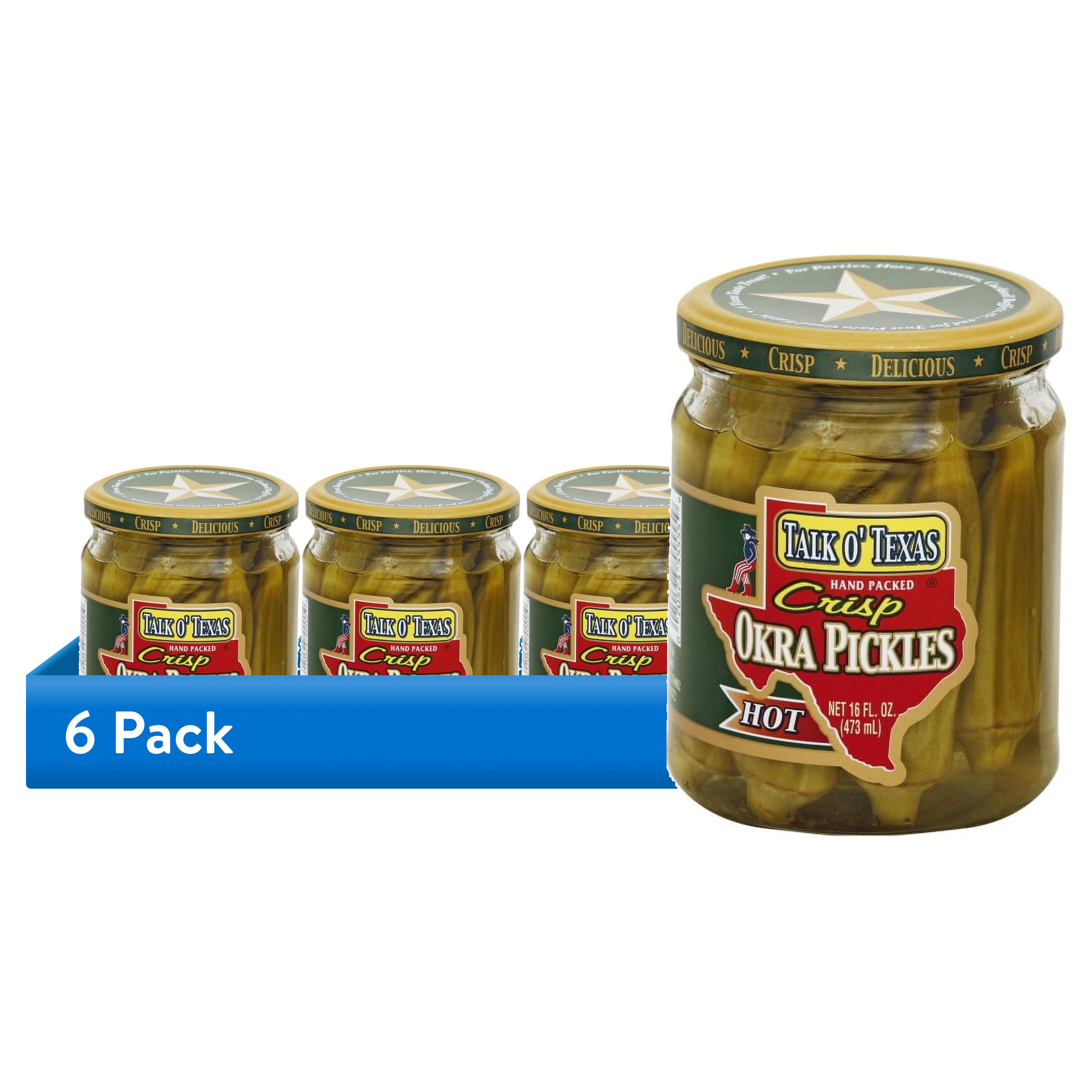 (6 pack) Talk O' Texas Crisp Hot Okra Pickles, 16 fl oz