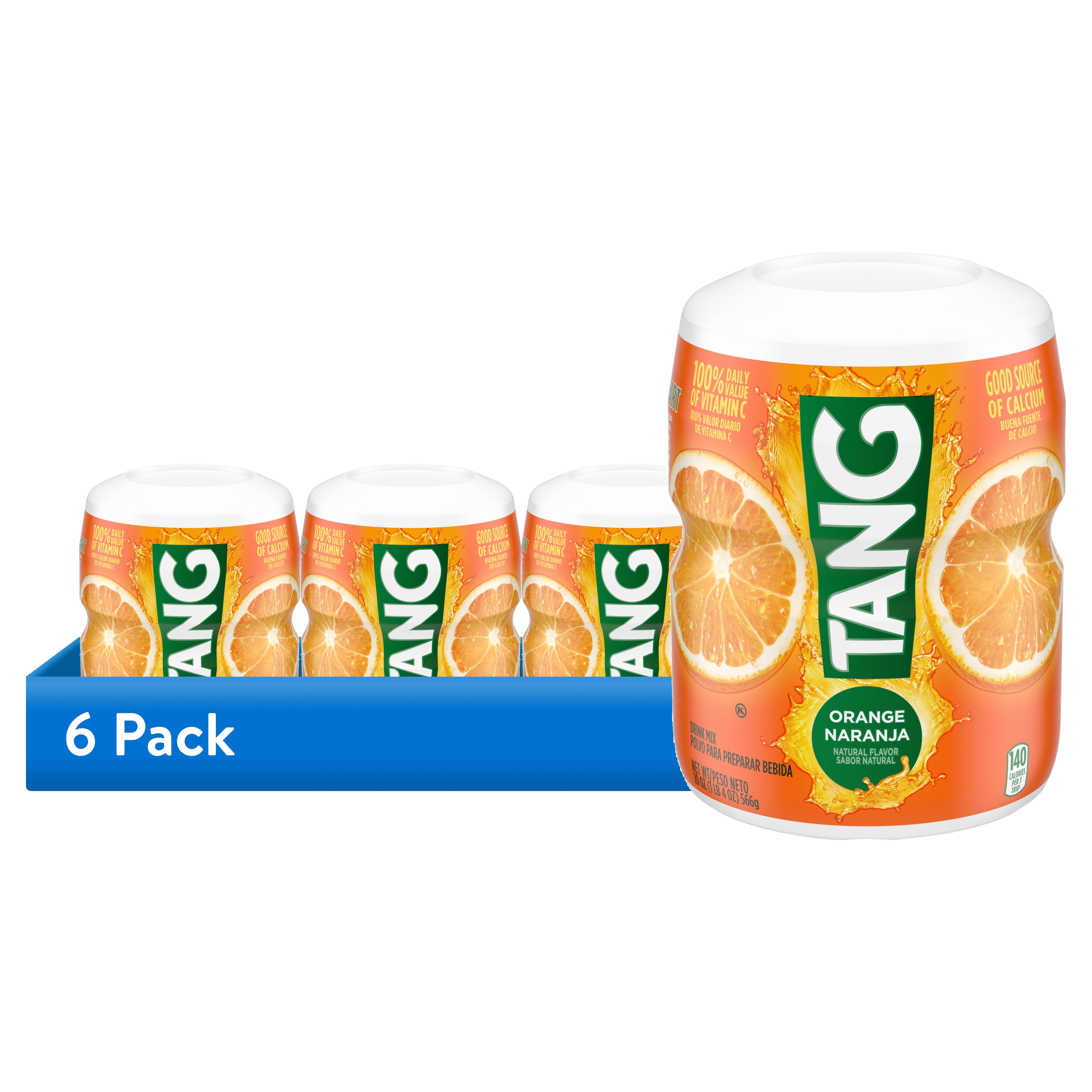 6 pack) Tang Drink Powder, Orange, Vitamin C, Caffeine Free, 20 oz