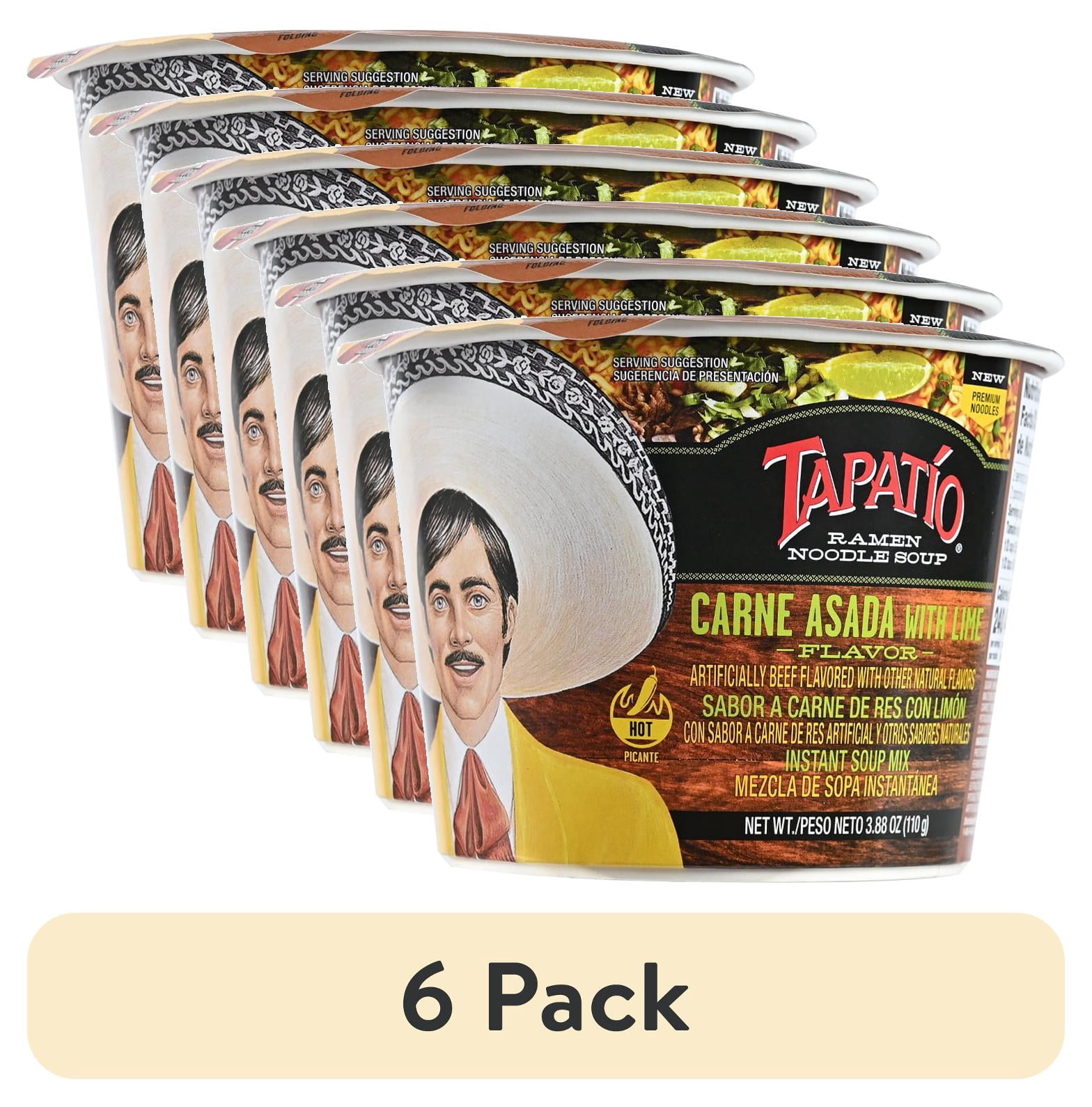 (6 pack) Tapatio Spicy Carne Asada Flavor Ramen Bowl, 3.8oz
