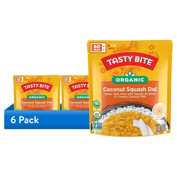 (6 pack) Tasty Bite Coconut Squash Dal 10oz - Creamy coconut squash curry