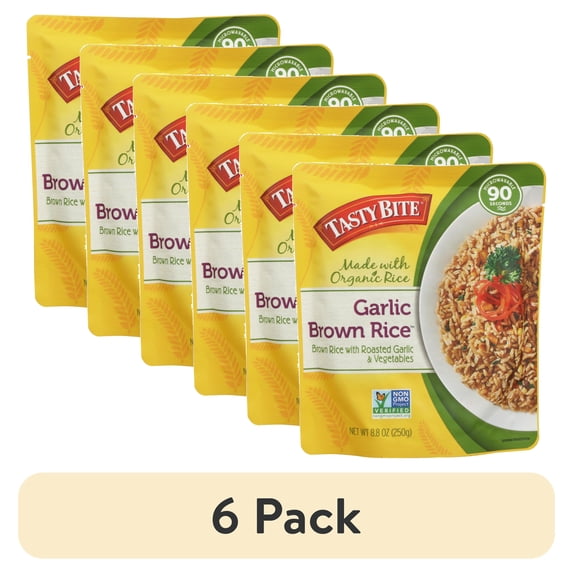 (6 pack) Tasty Bite Garlic Brown Rice, 8.8 Oz