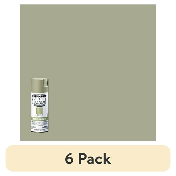 (6 pack) Tate Green, Rust-Oleum Chalked Ultra Matte Spray Paint, 12 oz