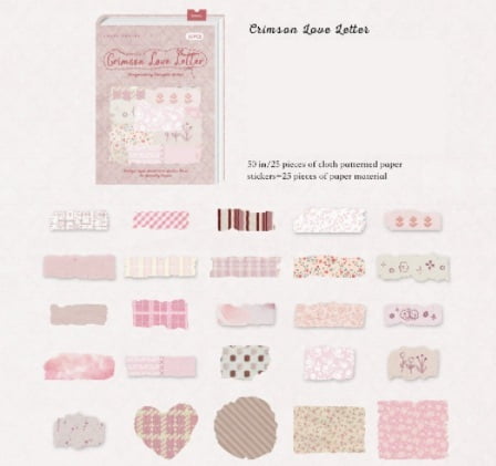 6-pack - Tear-off sticker pack, miscellaneous fabric craft materials, journaling collage supplies, decorative base