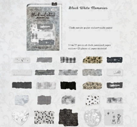 6-pack - Tear-off sticker pack, miscellaneous fabric craft materials, journaling collage supplies, decorative base