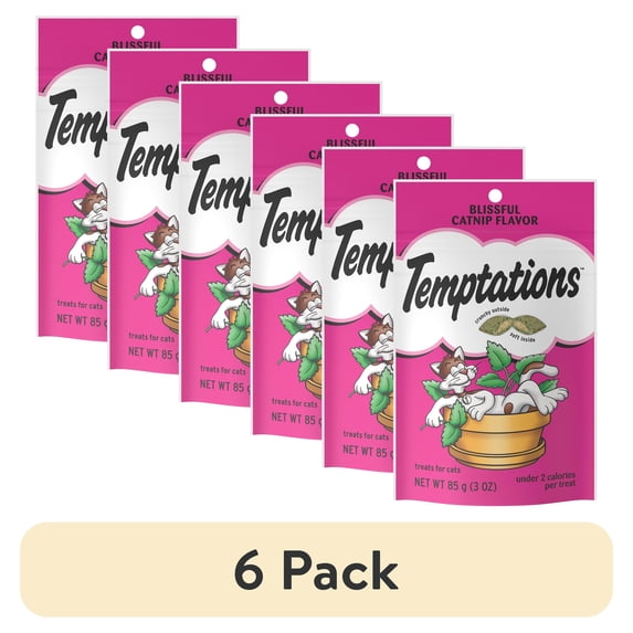 (6 pack) Temptations Classic Blissful Catnip Flavor Crunchy And Soft Treats For Cats, 3 Oz Pouch