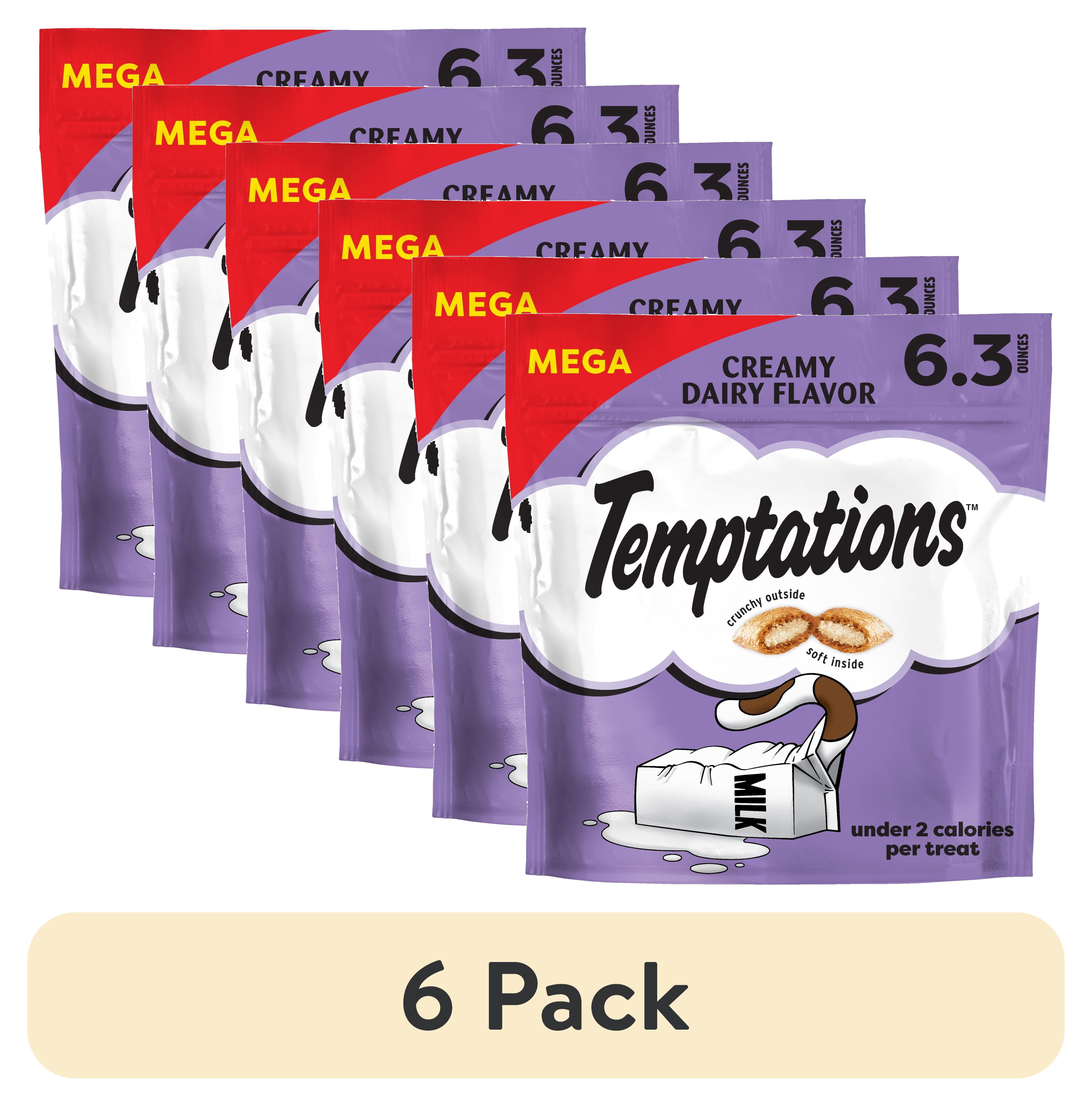 (6 pack) Temptations Classic Crunchy and Soft Cat Treats, Creamy Dairy Flavor, 6.3 oz. Pouch