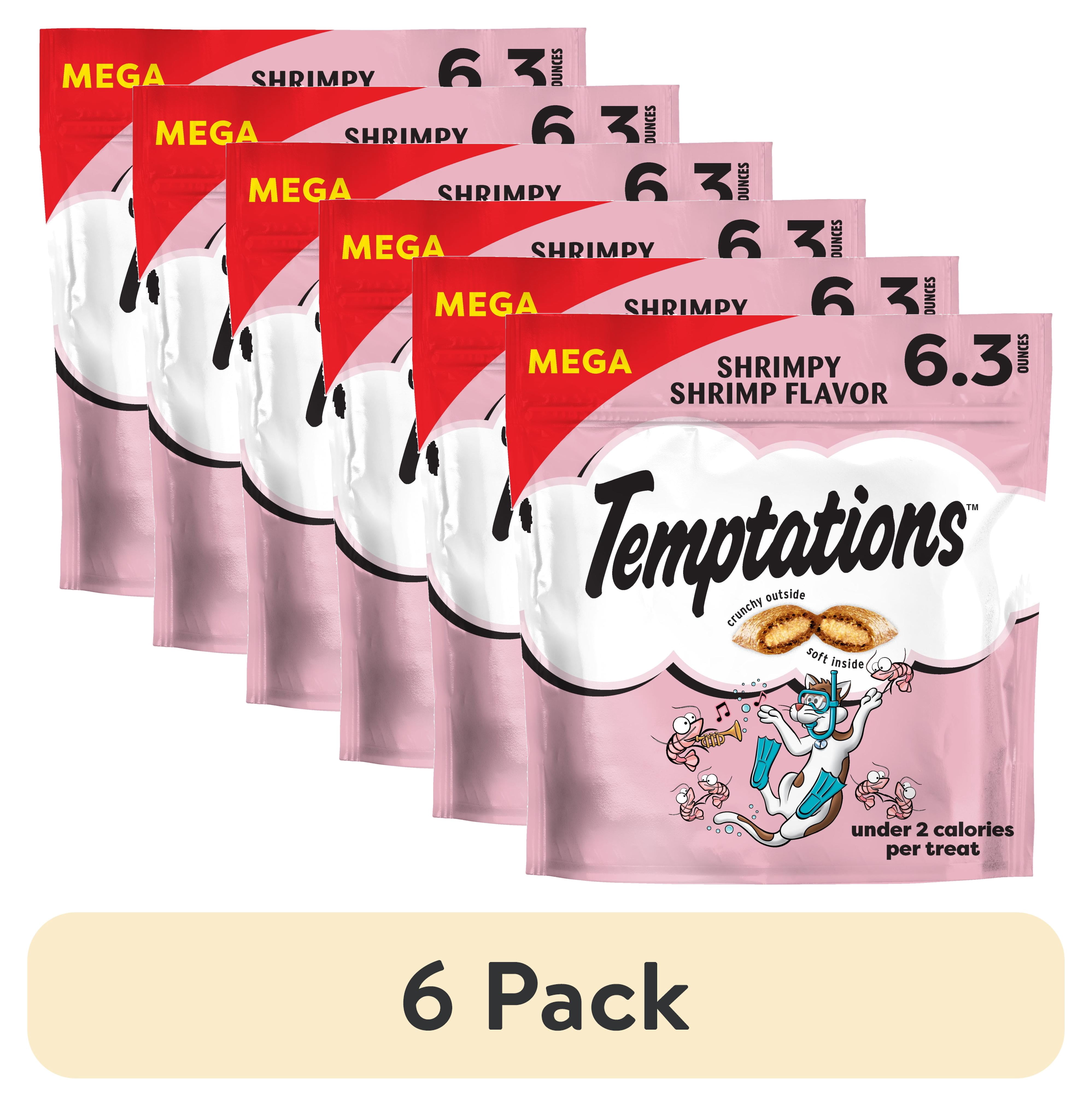 (6 pack) Temptations Cat Treats, Classic Crunchy and Soft Cat Treats, Shrimpy Shrimp Flavor, 6.3 oz. Pouch