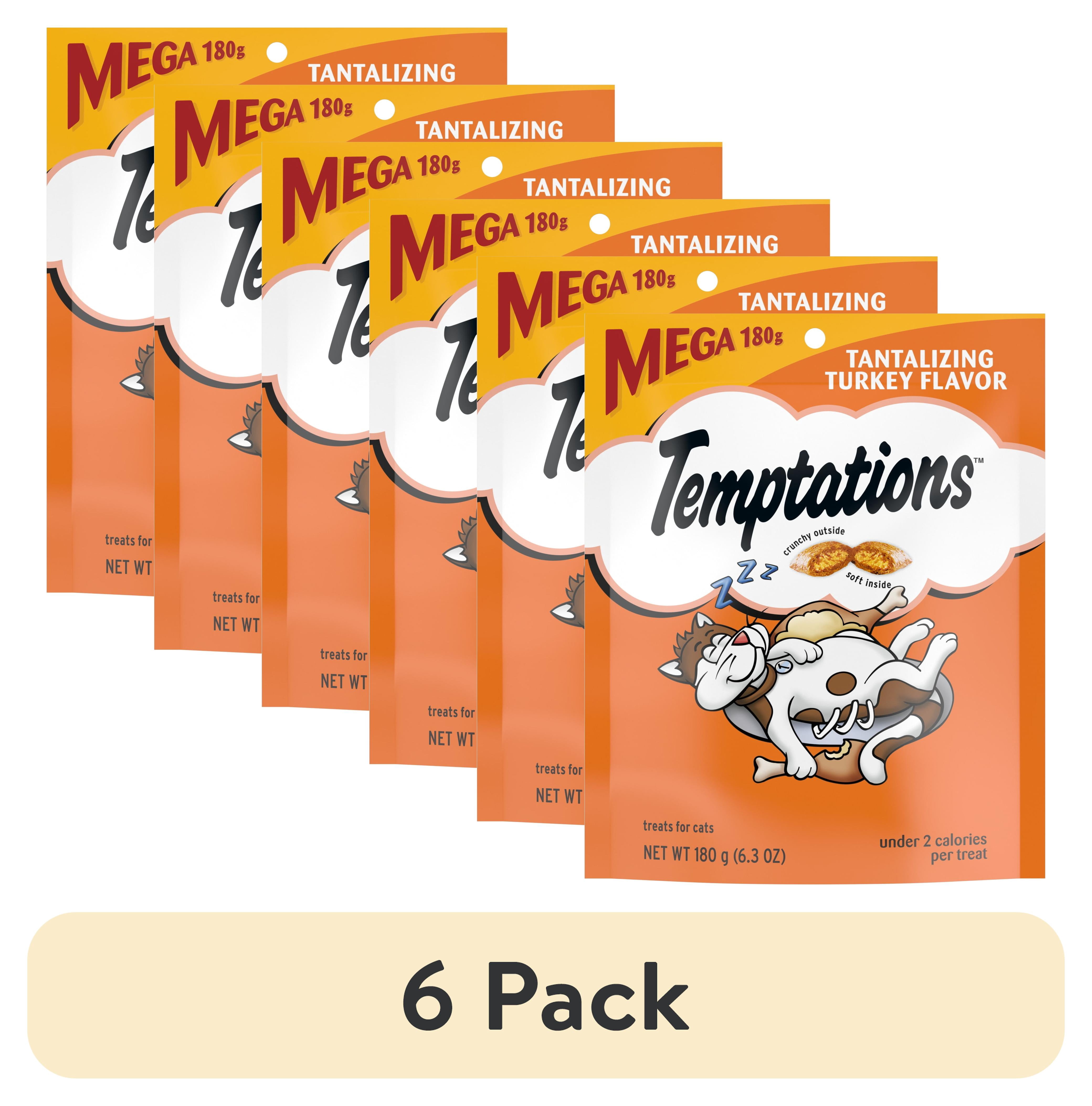 (6 pack) Temptations Classic Tantalizing Turkey Flavor Cat Treats, Crunchy and Soft, 6.3 oz Pouch