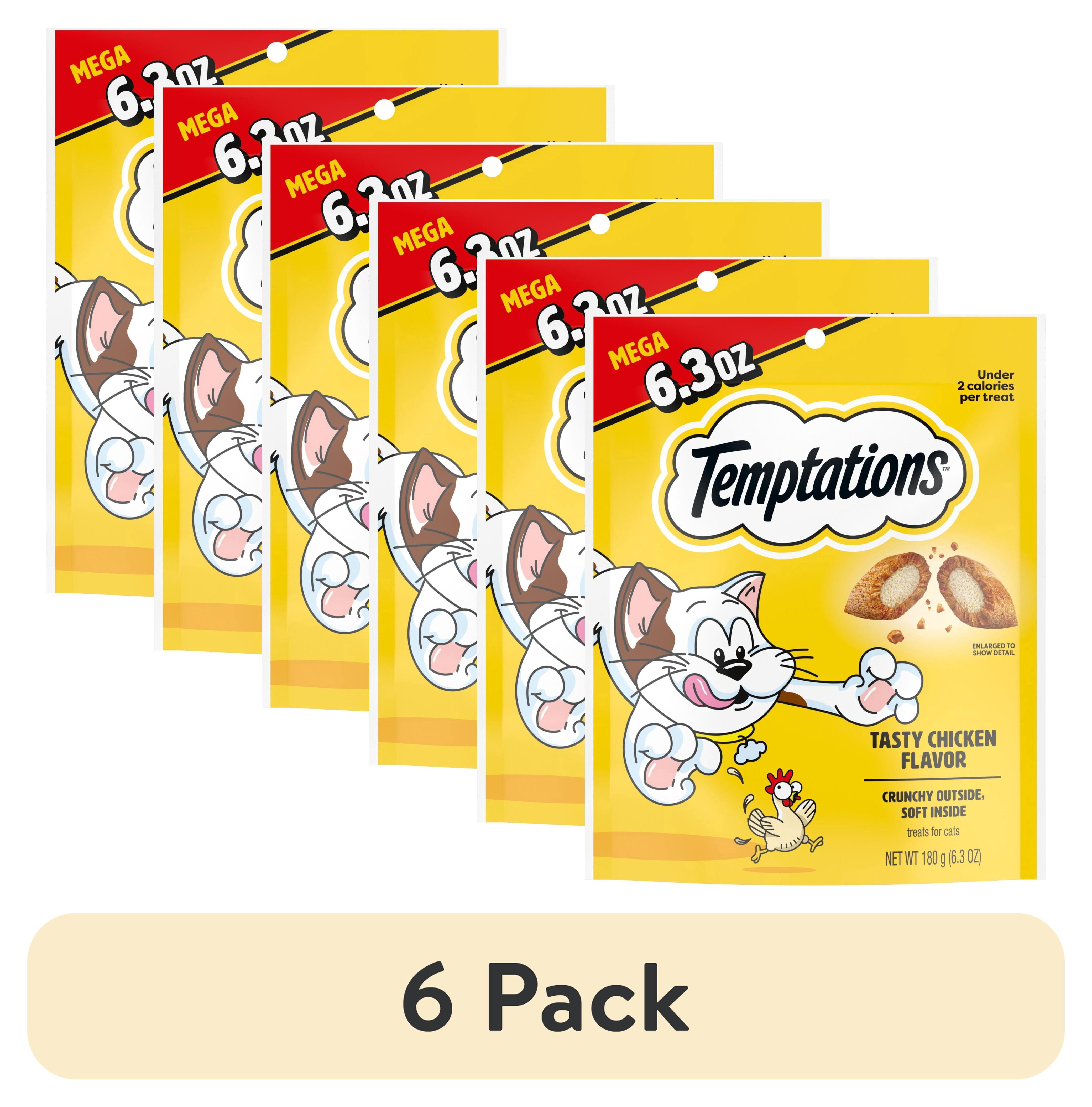 (6 pack) Temptations Classic Tasty Chicken Flavor Crunchy And Soft Treats For Cats, 6.3 Oz Pouch