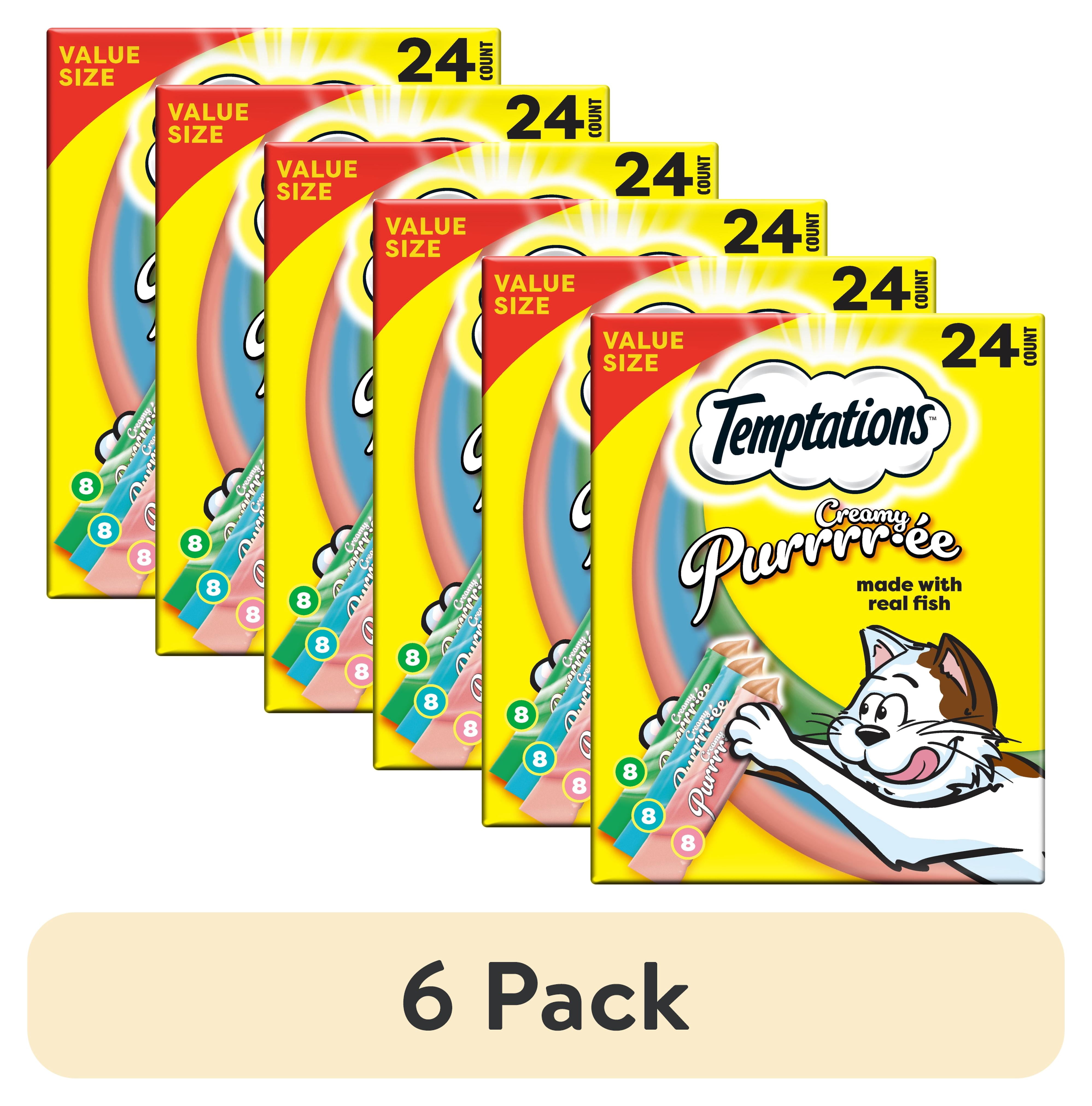 (6 pack) Temptations Creamy Puree Mix-Ups Variety Pack Lickable Cat Treats, 0.42 oz Tubes, 24 Pack