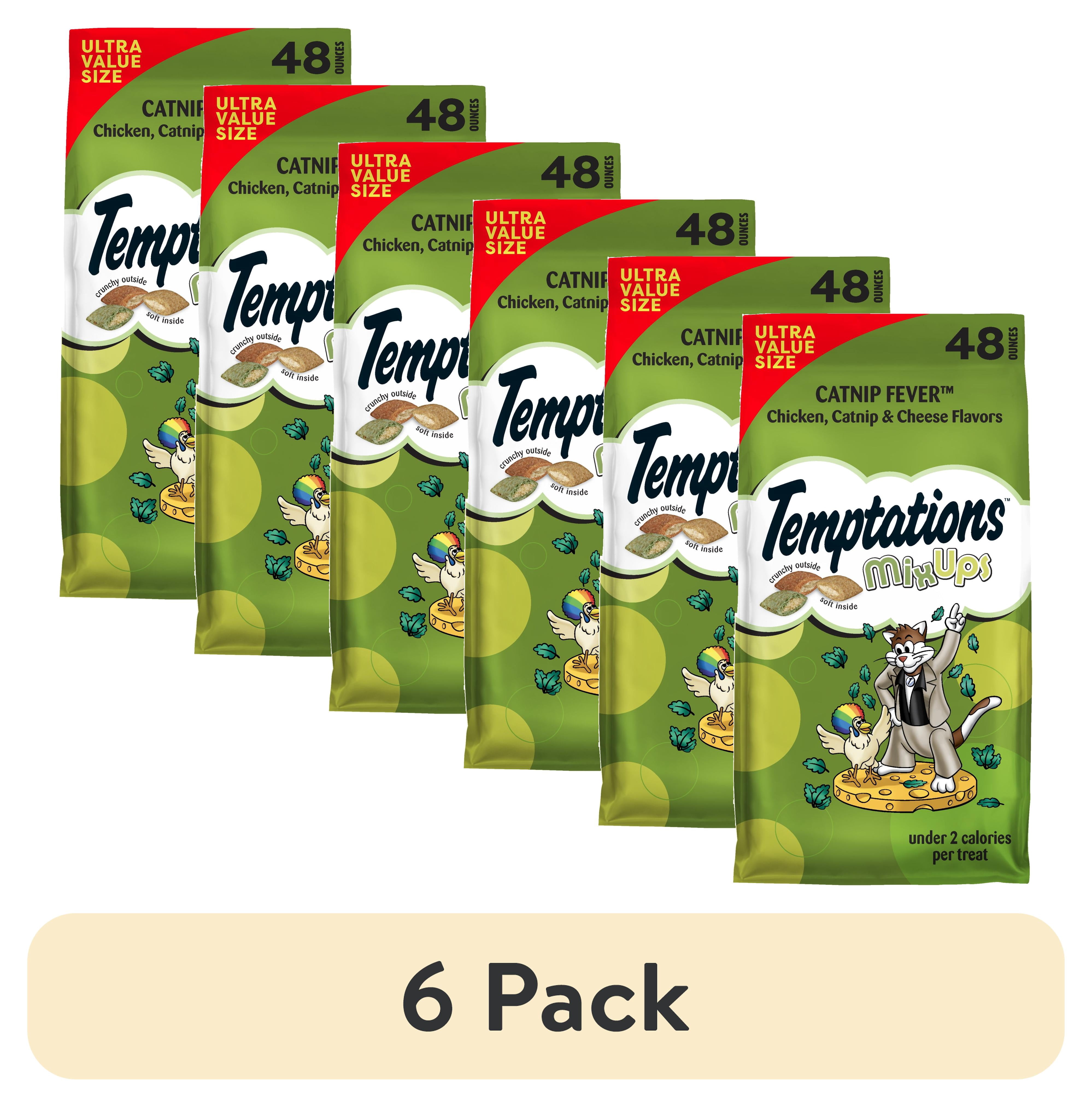 (6 pack) Temptations Mixups Catnip Fever Flavor Crunchy And Soft Cat Treats, 48 Oz Tub