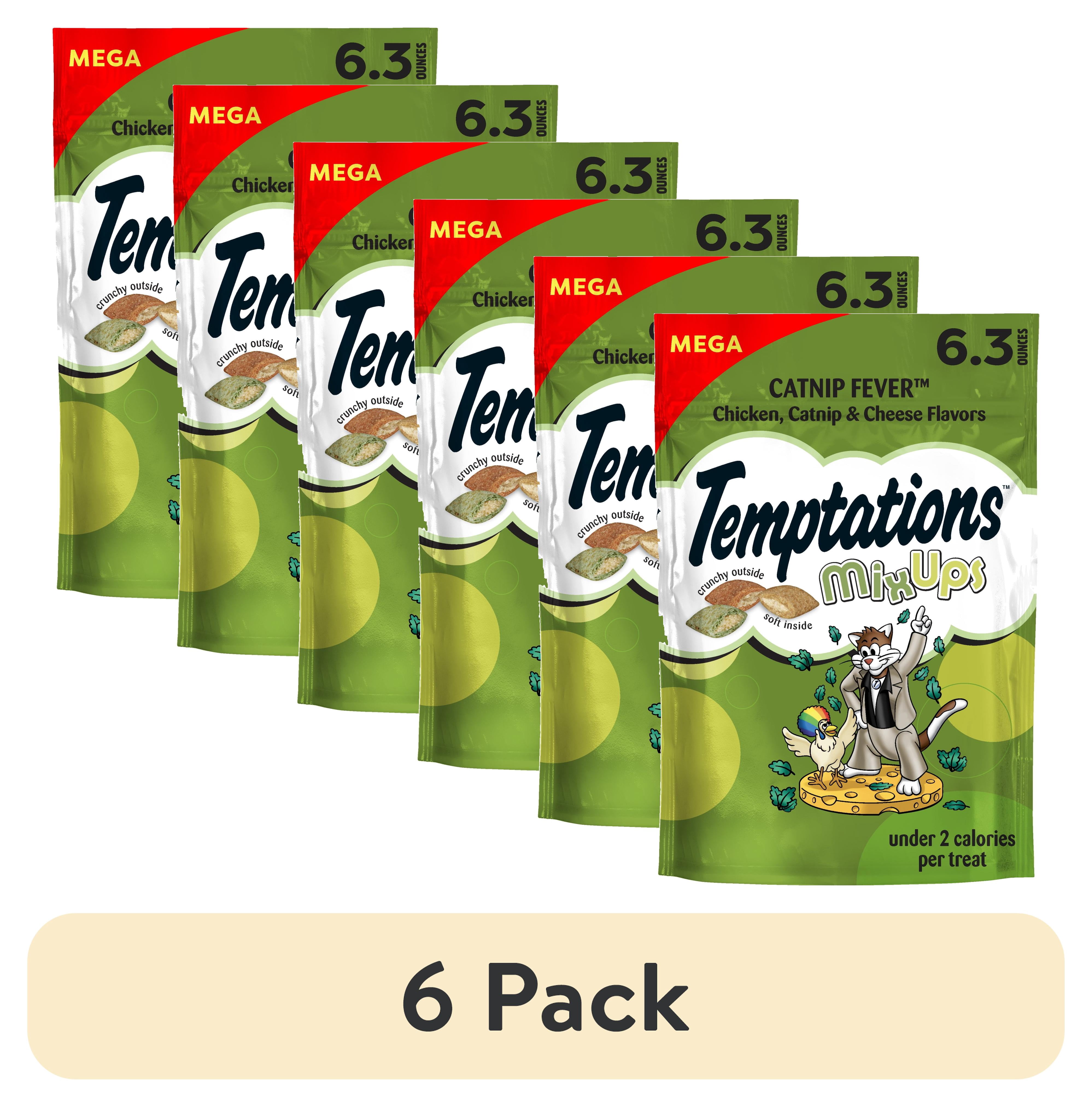 (6 pack) Temptations Mixups Catnip Fever Flavor Crunchy and Soft Treats for Cats, 6.3 oz Pouch