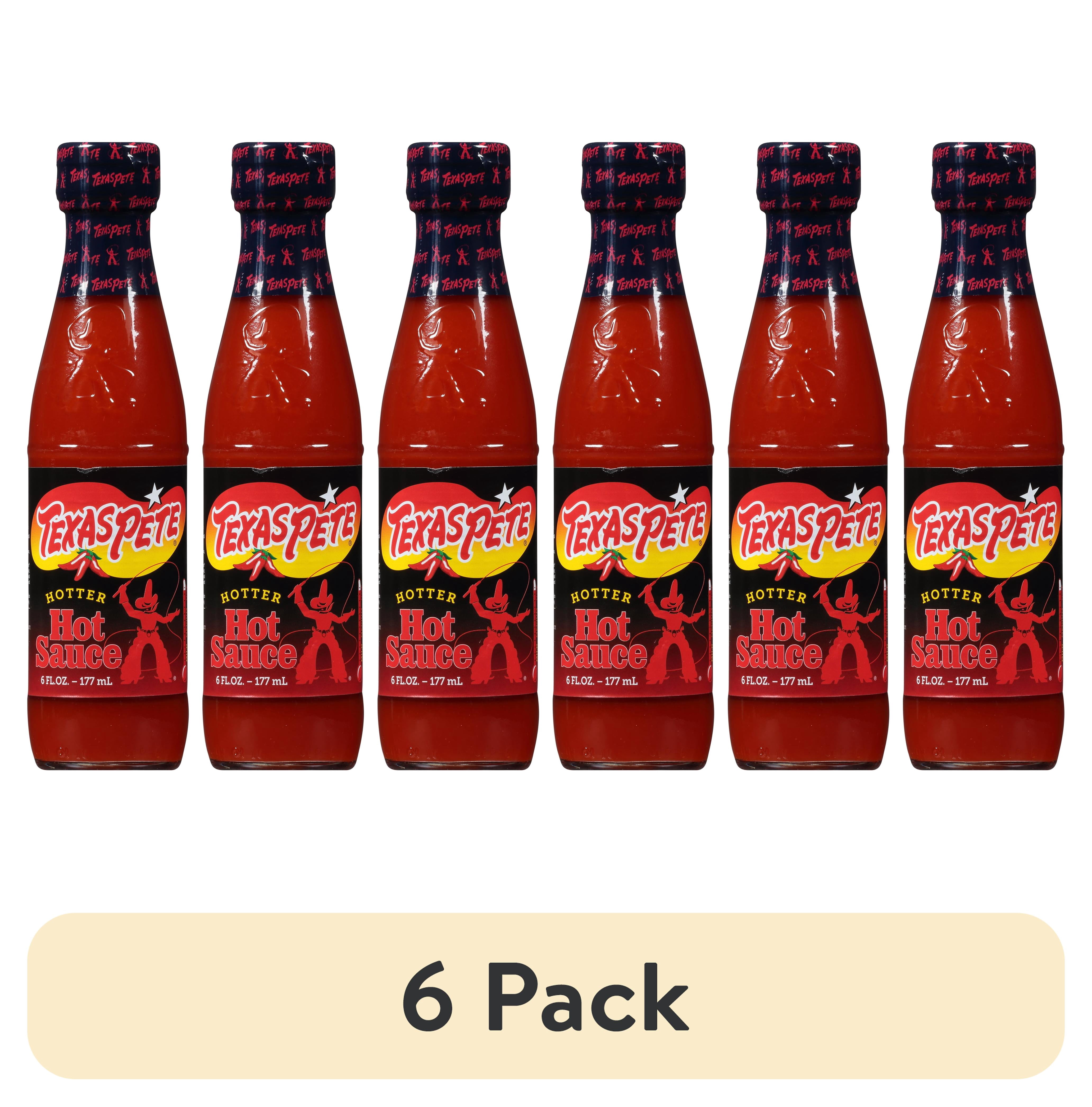 (6 pack) Texas Pete Hotter Hot Sauce 6 fl oz, Gluten-Free Certified