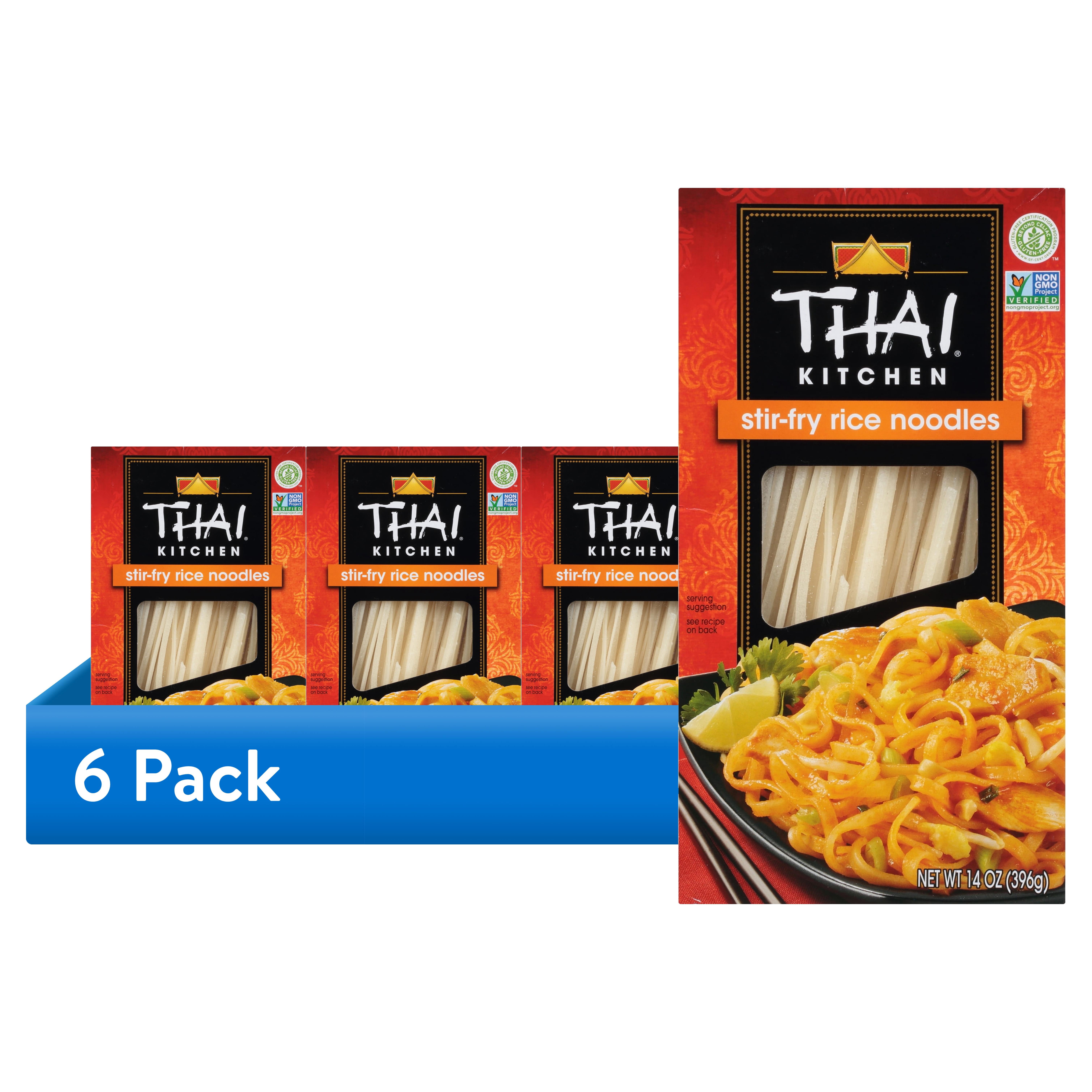 (6 pack) Thai Kitchen Gluten Free Gluten Free Stir Fry Rice Noodles, 14.0 oz Box