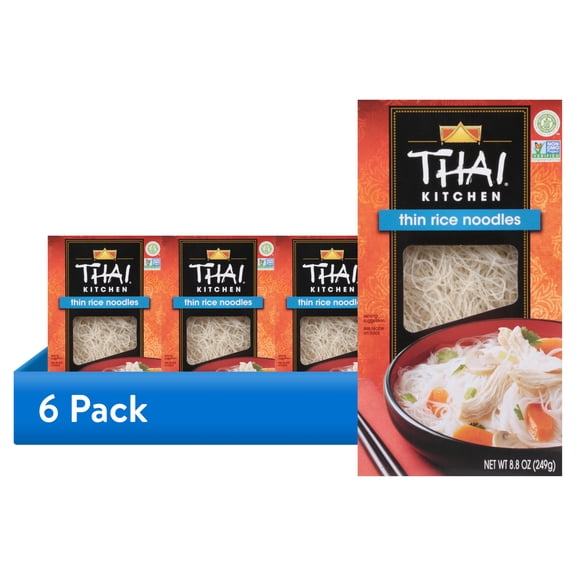 (6 pack) Thai Kitchen Gluten Free Gluten Free Thin Rice Noodles, 8.8 oz Box