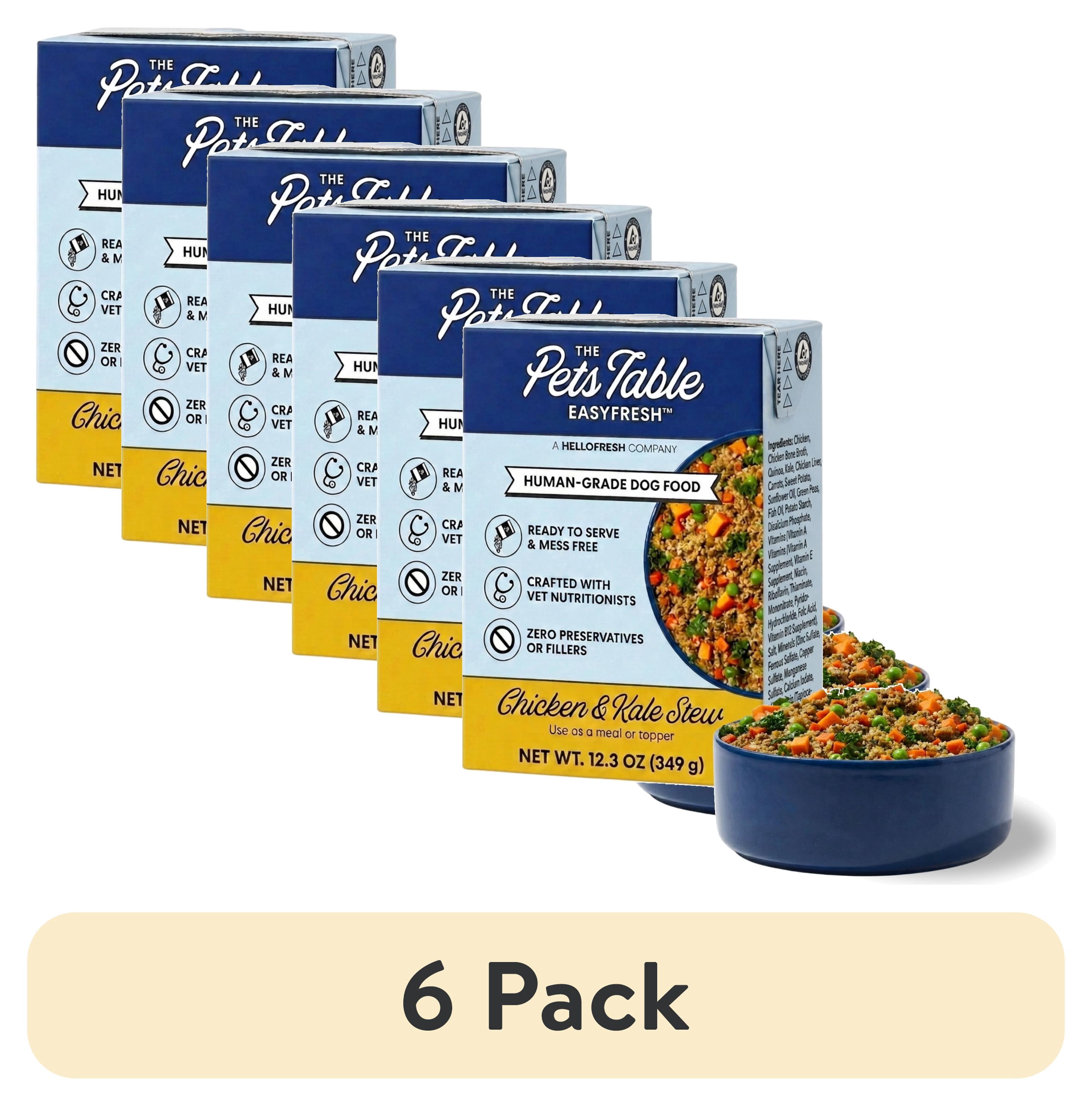 (6 pack) The Pets Table EasyFresh™ Human-Grade Dog Food, Chicken & Kale Stew, 12.3oz