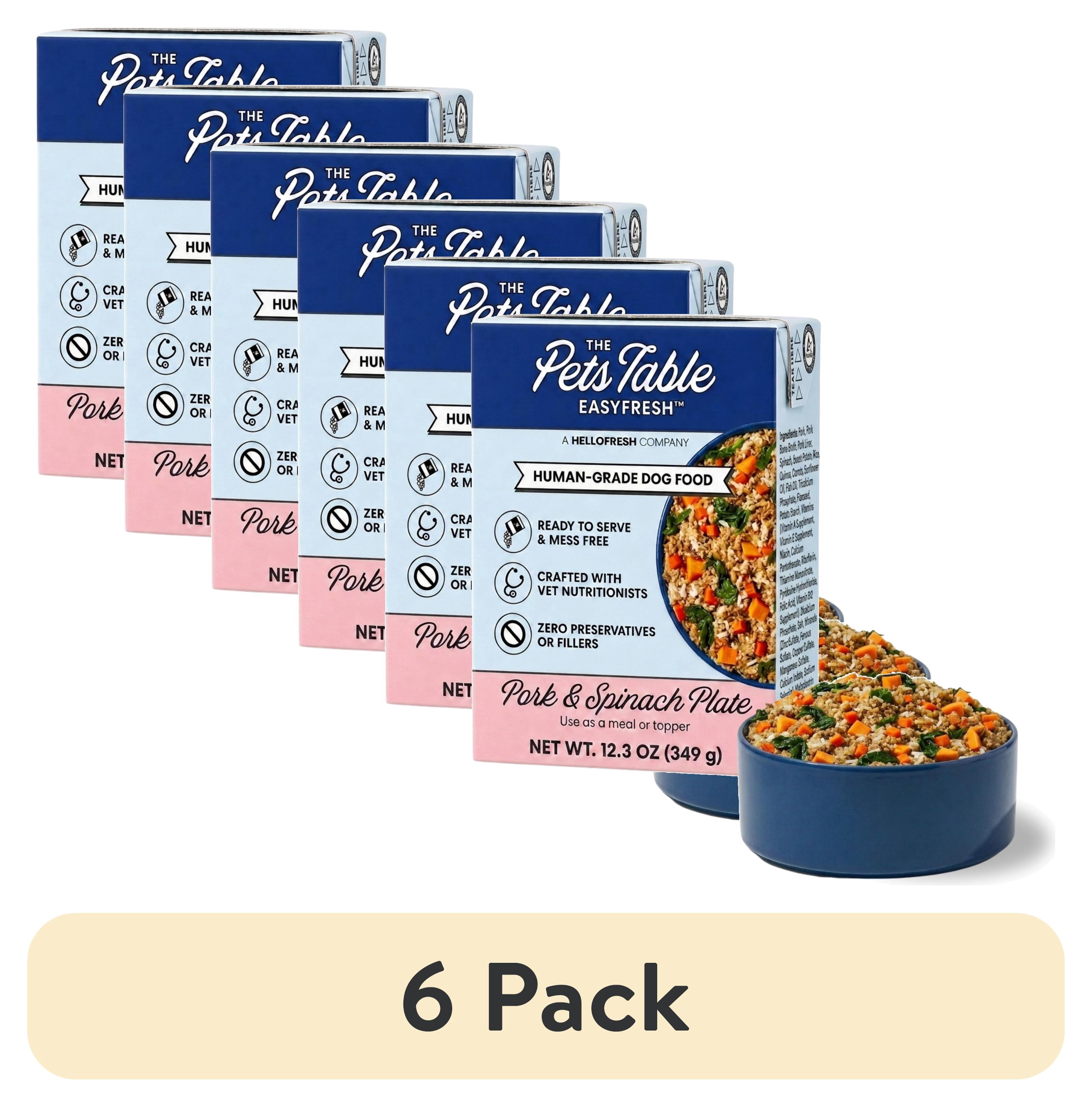 (6 pack) The Pets Table EasyFresh™ Human-Grade Dog Food, Pork & Spinach Plate, 12.3oz