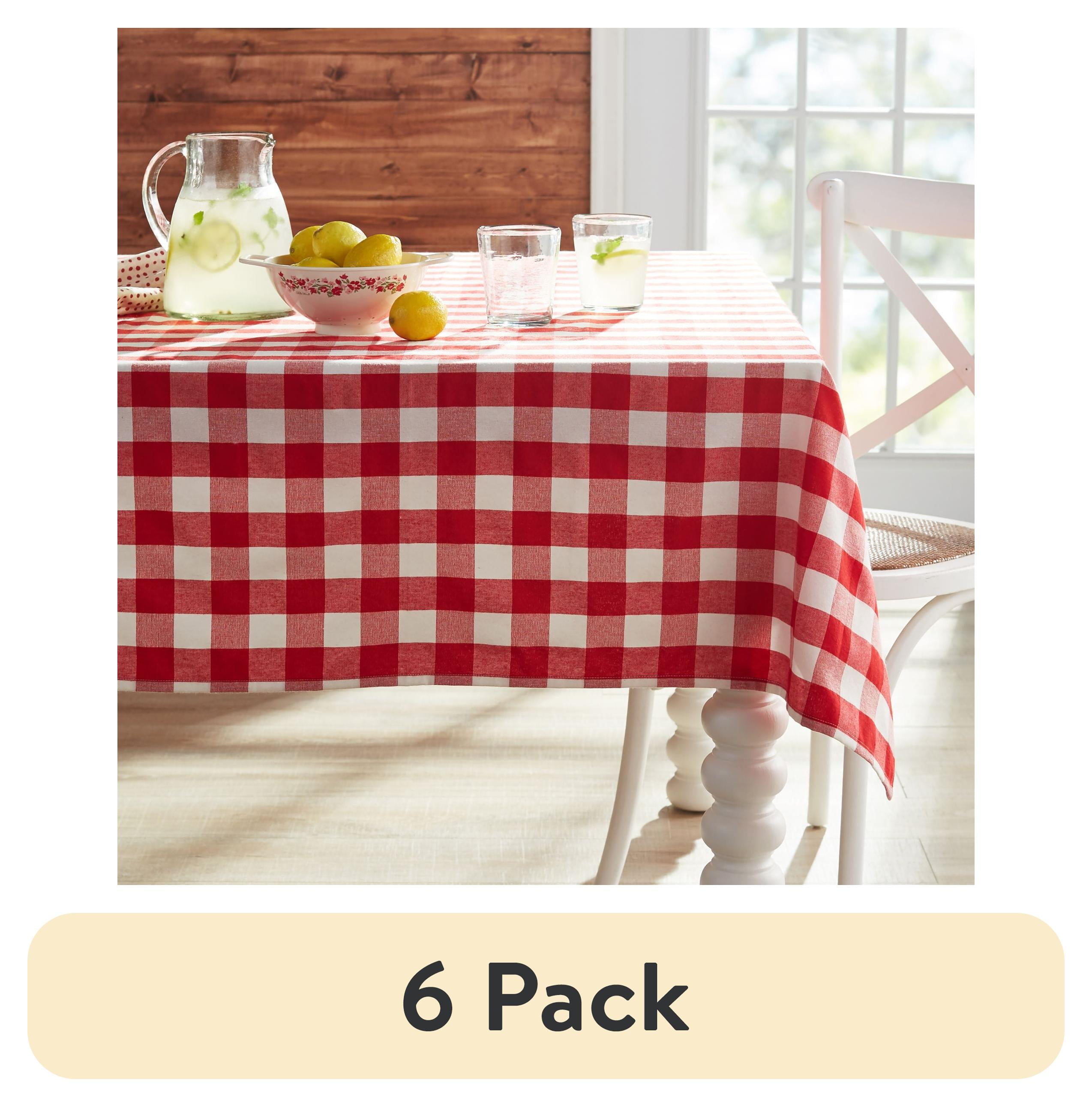 (6 pack) The Pioneer Woman Charming Check Tablecloth, Multicolor, 60"W x 84"L