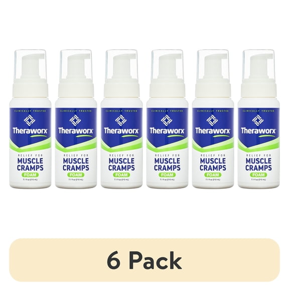 (6 pack) Theraworx for Muscle Cramps Relief Foam Made with Magnesium Sulfate, Fast-Acting Muscle & Leg Cramp Support, Paraben-free 7.1 fl oz