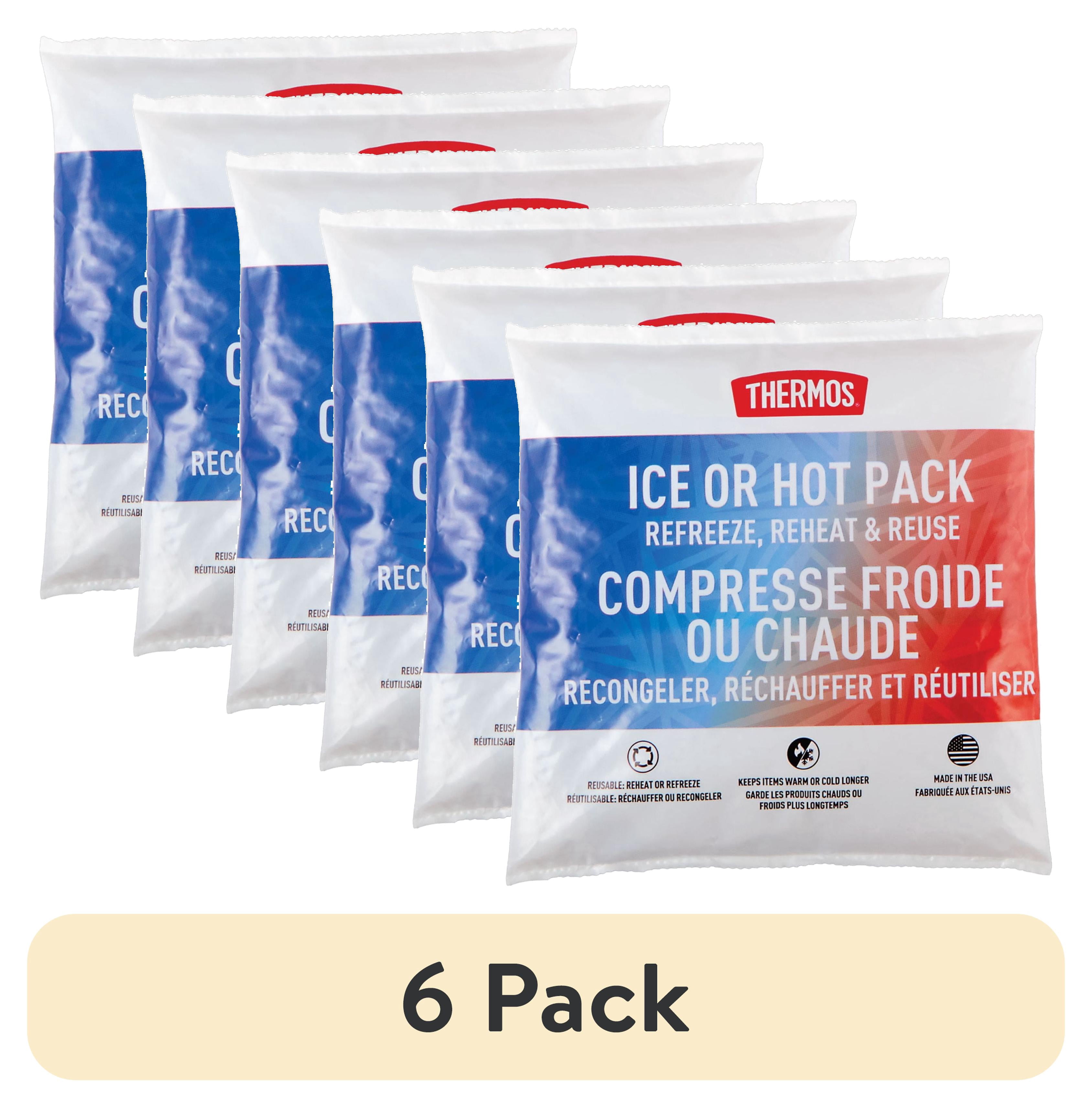 (6 pack) Thermos Reusable Small Hot and Cold Pack, Ideal for Lunches and Commutes