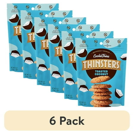 (6 pack) Thinsters Cookie Thins Crunchy Toasted Coconut Cookies, 4 oz