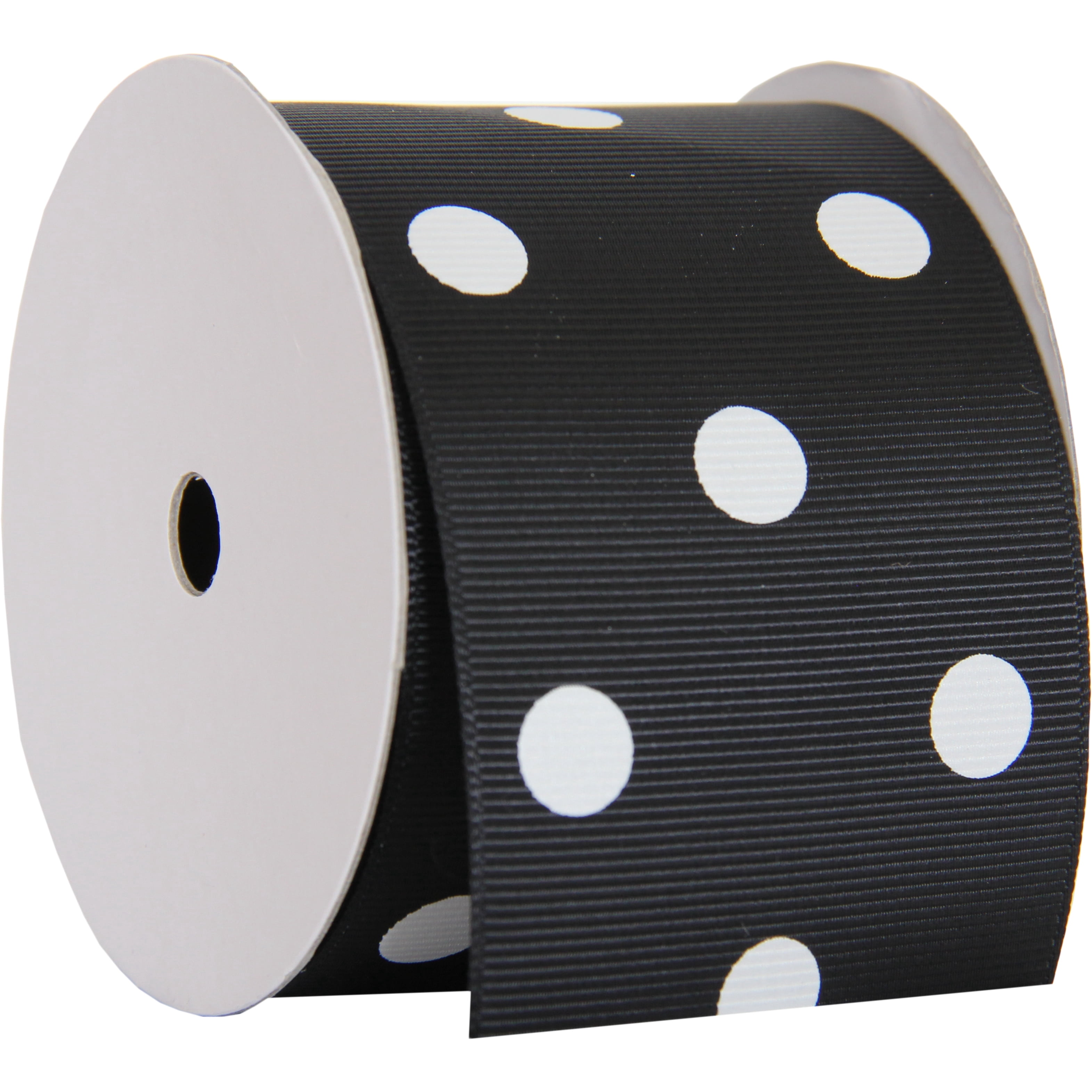 6 pack Threadart Grosgrain Dots Ribbon 2 1/4" - 5 Yards - Black - Available in 19 colors and 4 Widths - For Bows, Decorations, Hair Clips, and More