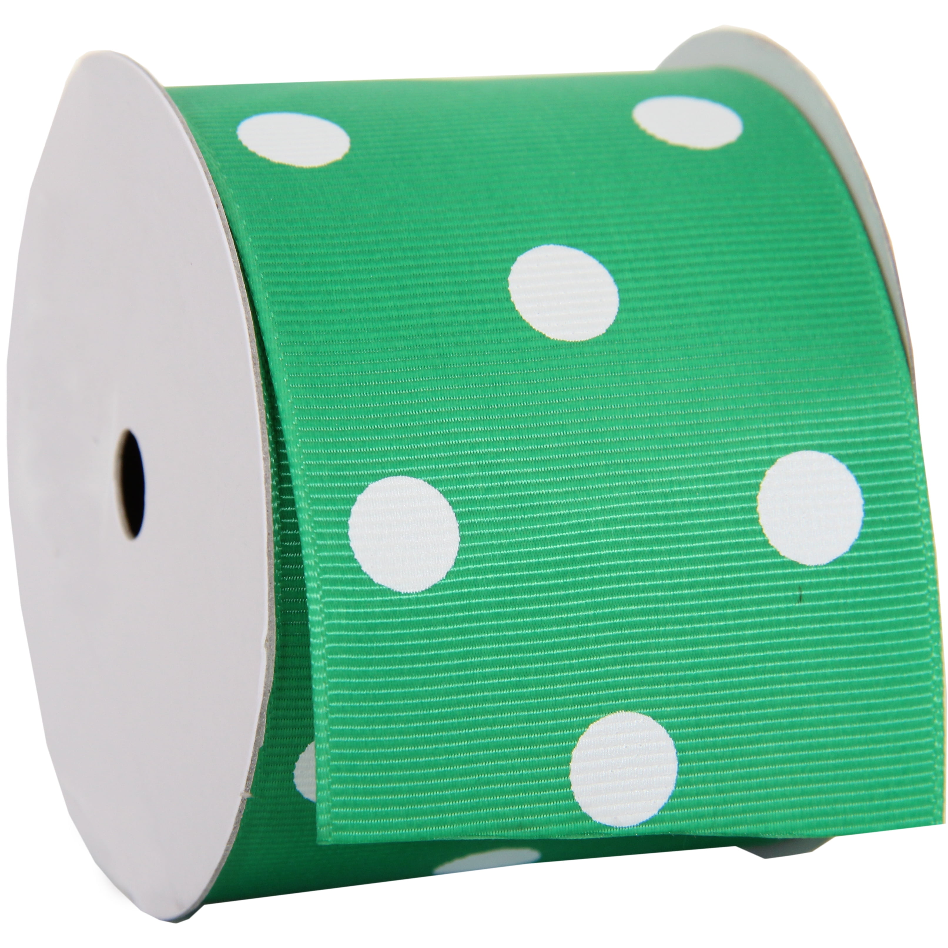 6 pack Threadart Grosgrain Dots Ribbon 2 1/4" - 5 Yards - Green - Available in 19 colors and 4 Widths - For Bows, Decorations, Hair Clips, and More