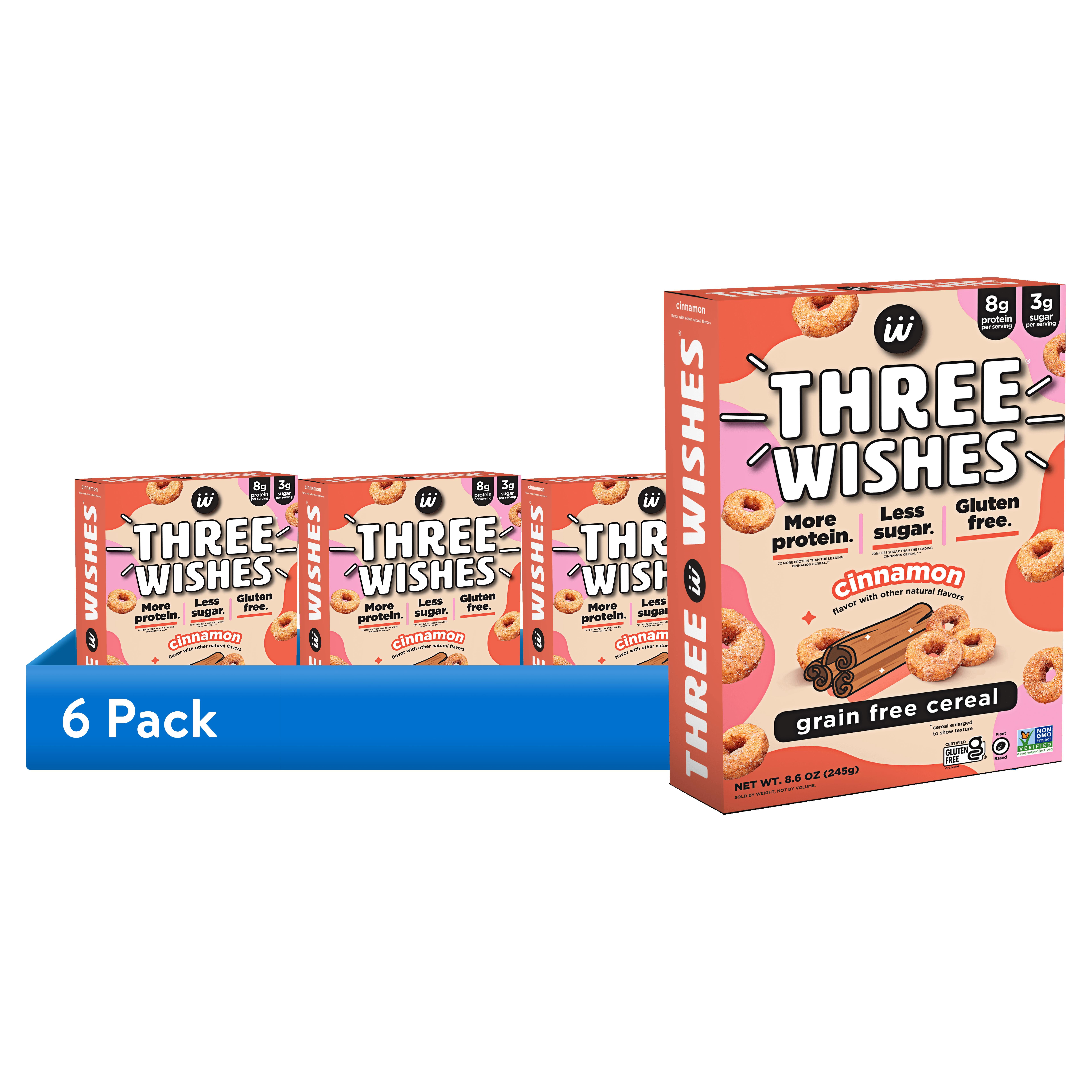 (6 pack) Three Wishes Grain Free Cereal, Cinnamon, Gluten-Free