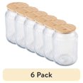 thumbnail image 1 of (6 pack) Thyme & Table Large (3 L) Ribbed Glass Kitchen Organization Jar with Bamboo Lid, Clear, 1 of 6