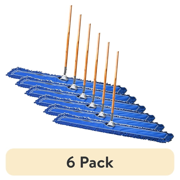(6 pack) (6 pack) Tidy Tools 48" Commercial Floor Sweeper, Dust Mop for Floors, Blue