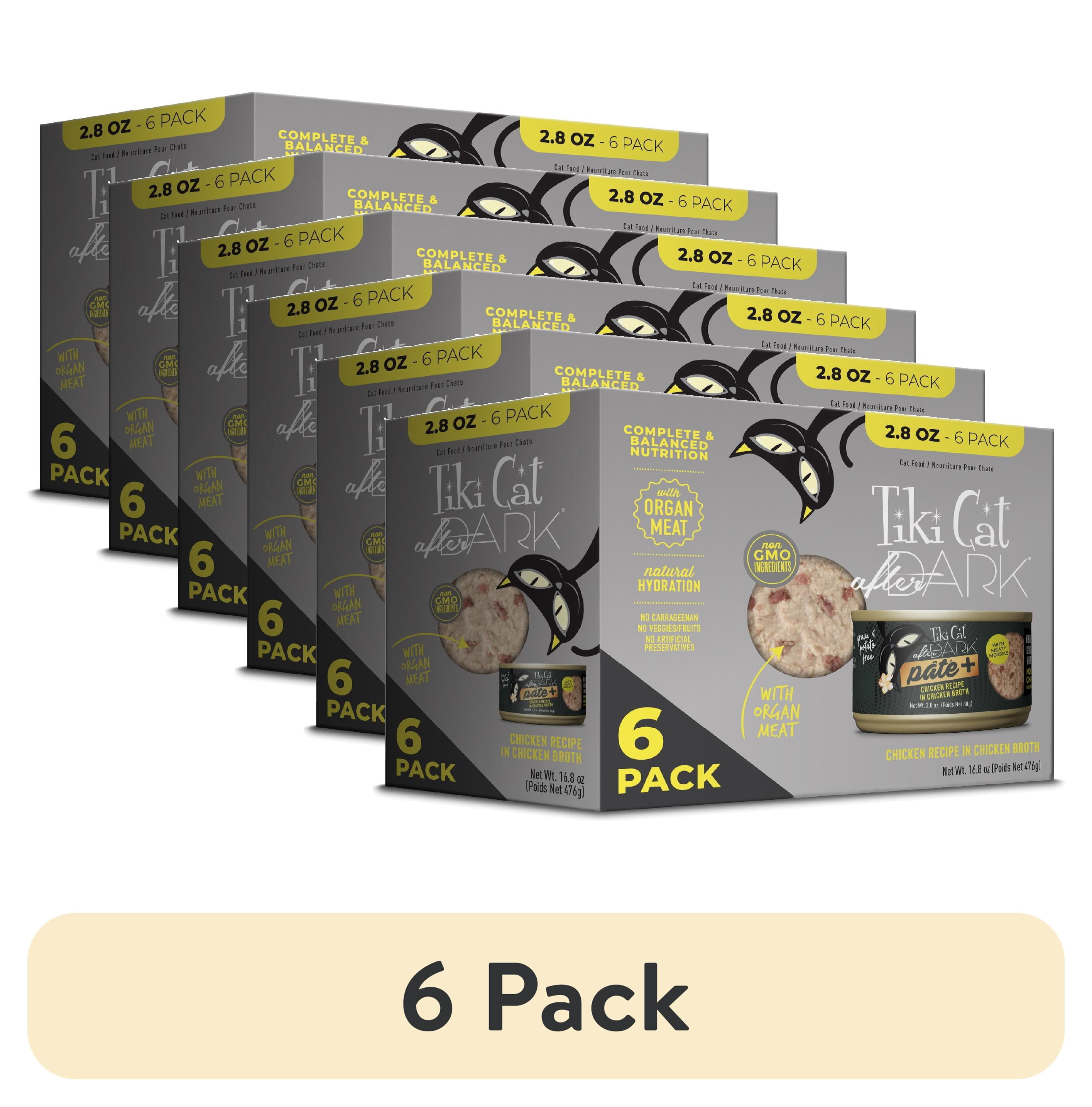 (6 pack) Tiki Cat After Dark Pate+ Chicken, 2.8 oz. Can