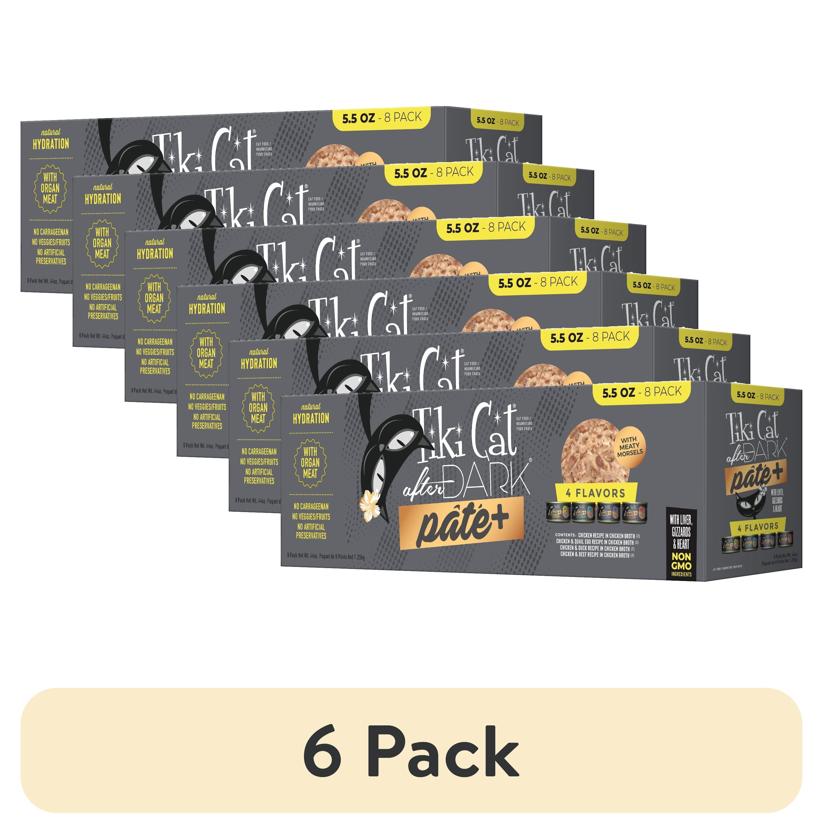 (6 pack) Tiki Cat After Dark Pate+, Variety Pack, 5.5 oz. Can (8 Count)