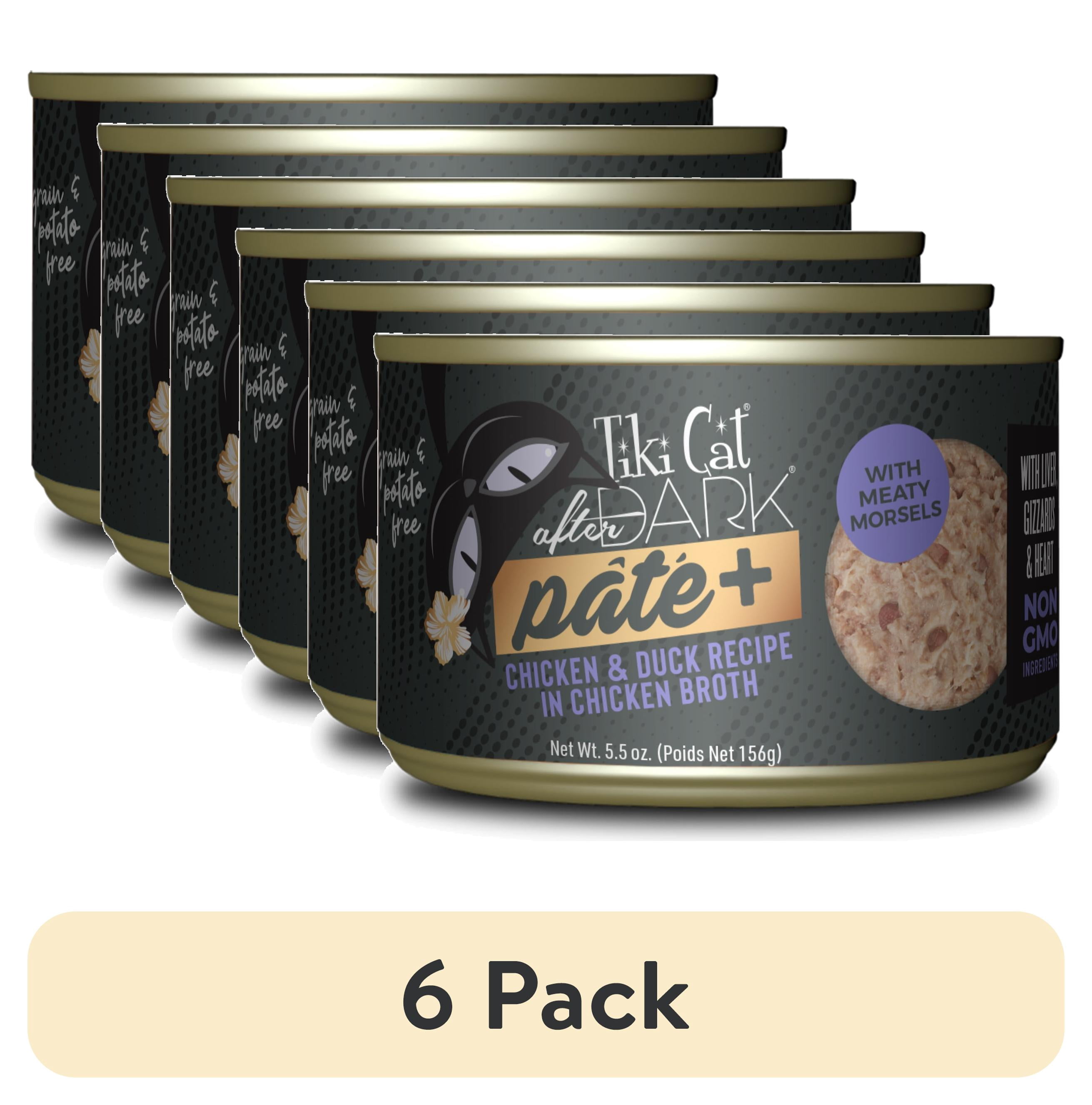 (6 pack) Tiki Cat After Dark Pate+ Wet Cat Food, Chicken & Duck, 5.5 oz. Can