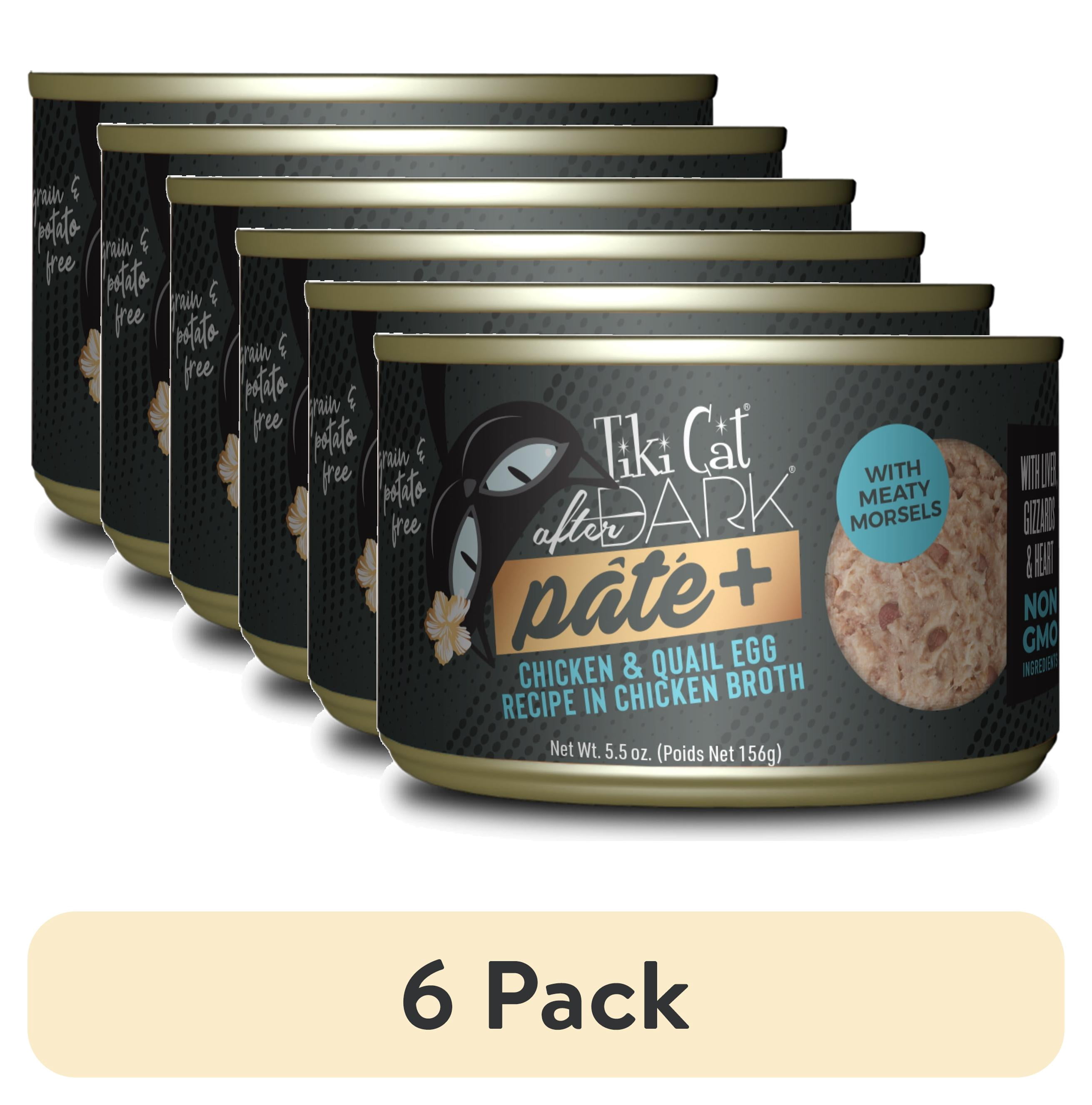 (6 pack) Tiki Cat After Dark Pate+, Chicken & Quail Egg, 5.5 oz. Can