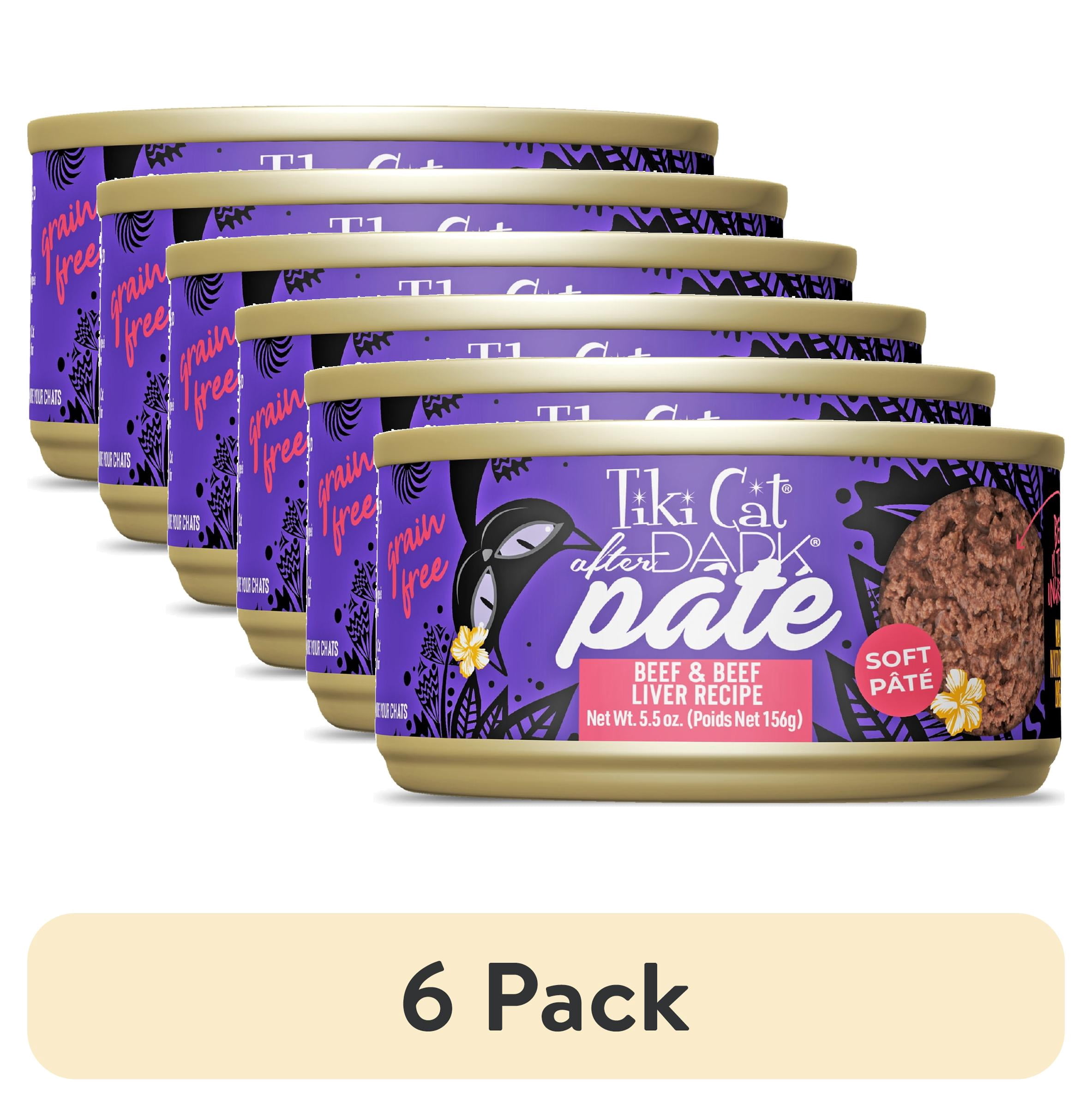 (6 pack) Tiki Cat After Dark Soft Pate Wet Cat Food, Beef & Beef Liver Recipe, 5.5 oz. Can