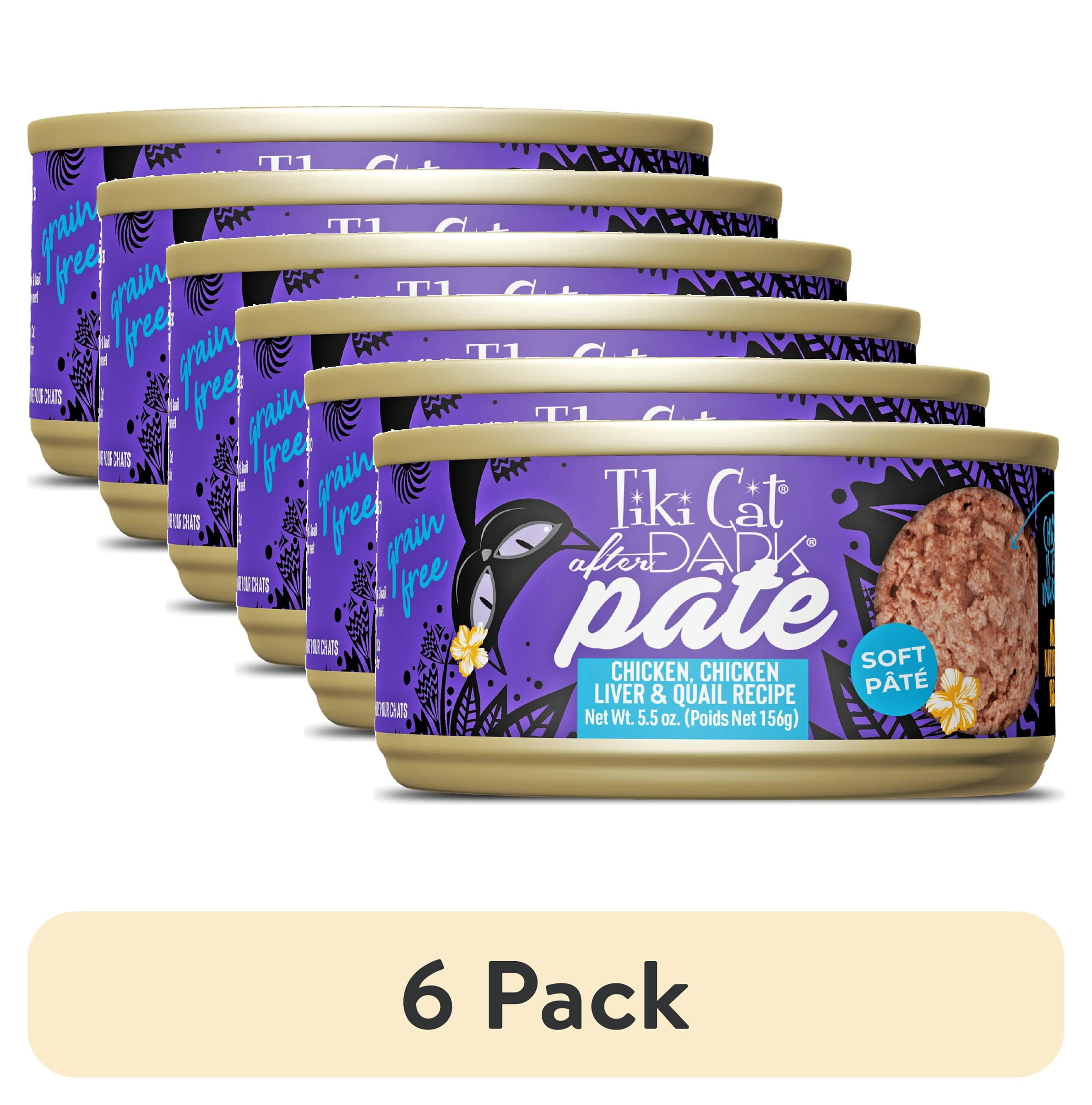 (6 pack) Tiki Cat After Dark Soft Pate Wet Cat Food, Chicken, Chicken Liver & Quail Recipe, 5.5 oz. Can