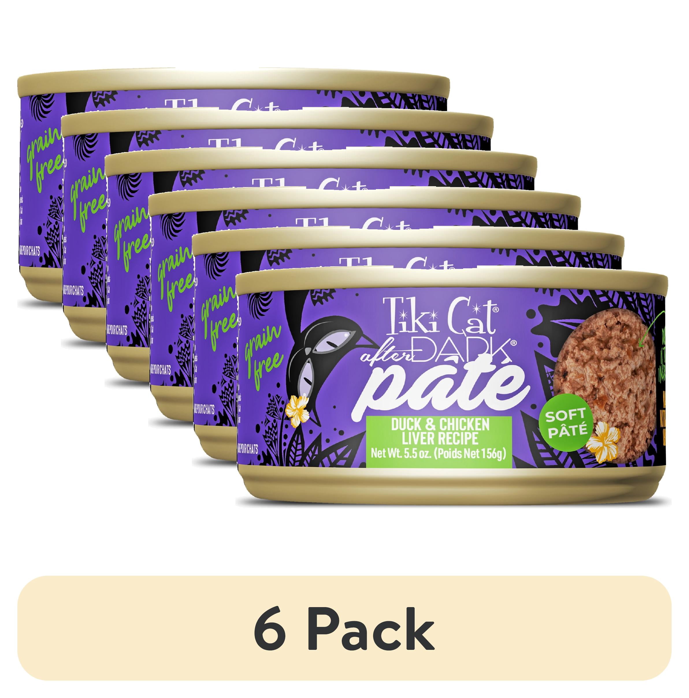(6 pack) Tiki Cat After Dark Soft Pate Wet Cat Food, Duck & Chicken Liver Recipe, 5.5 oz. Can