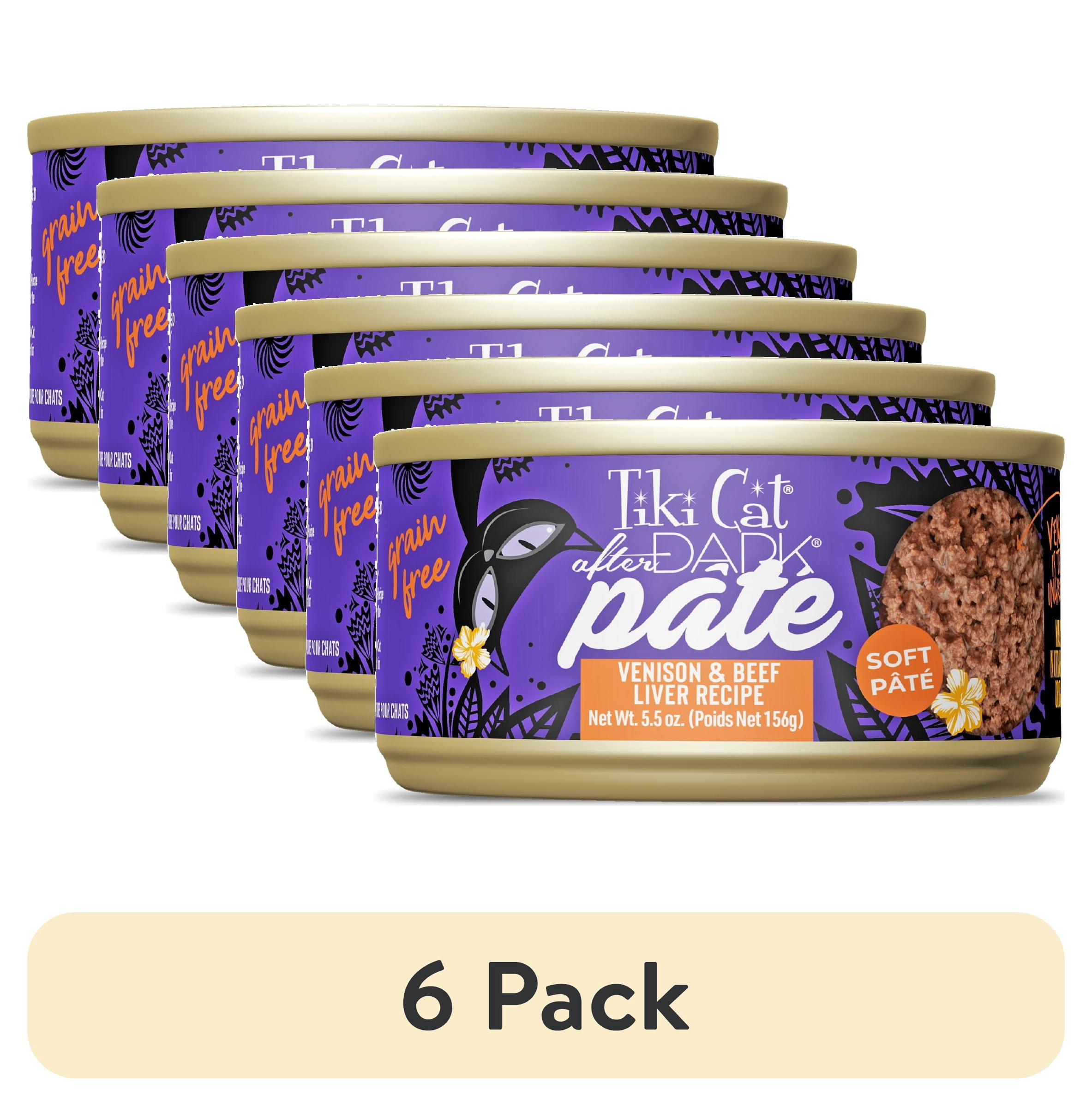 (6 pack) Tiki Cat After Dark Soft Pate Wet Cat Food, Venison & Beef Liver Recipe, 5.5 oz. Can