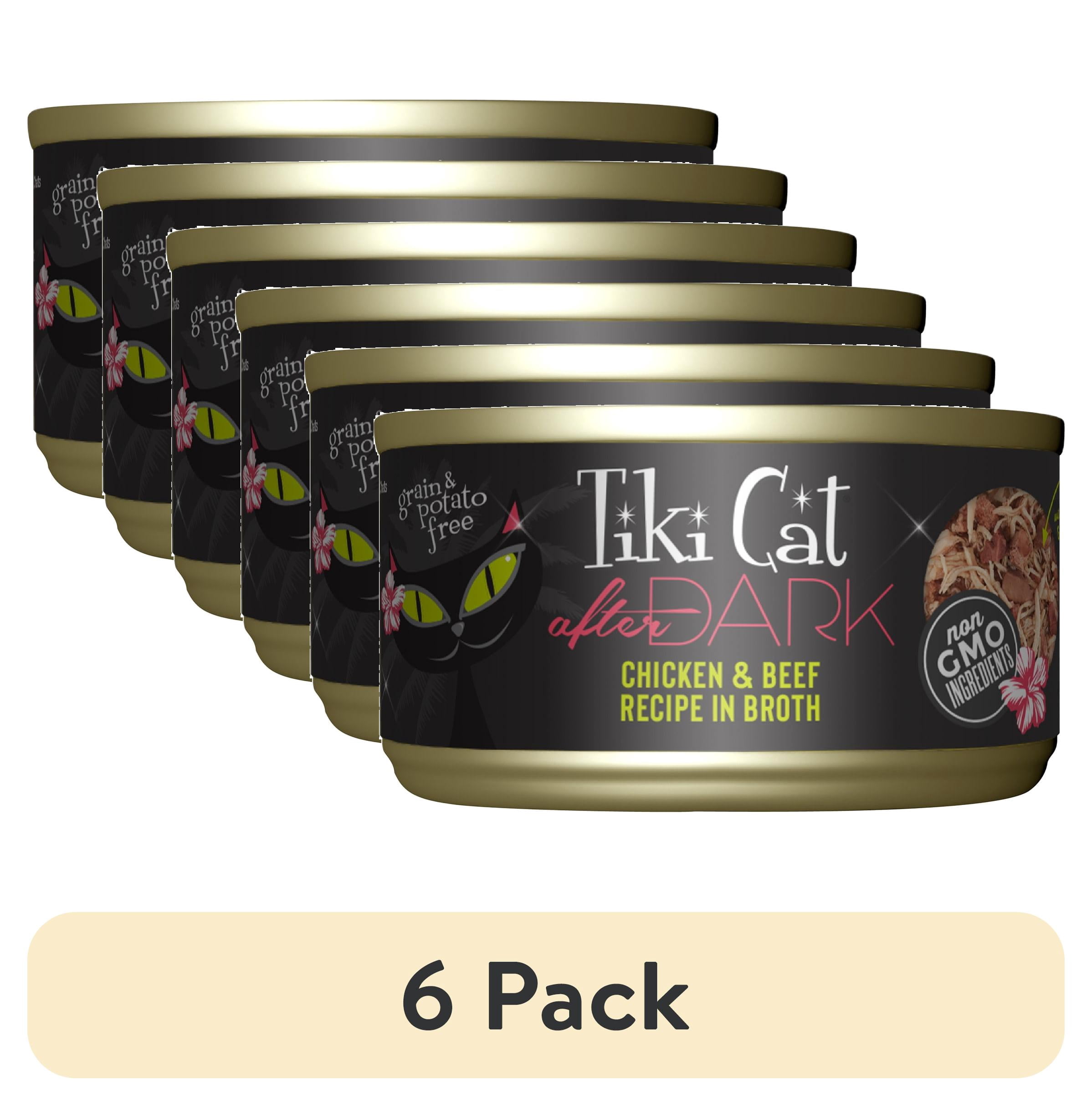 (6 pack) Tiki Cat After Dark Whole Foods Wet Cat Food, Chicken & Beef, 2.8 oz. Can