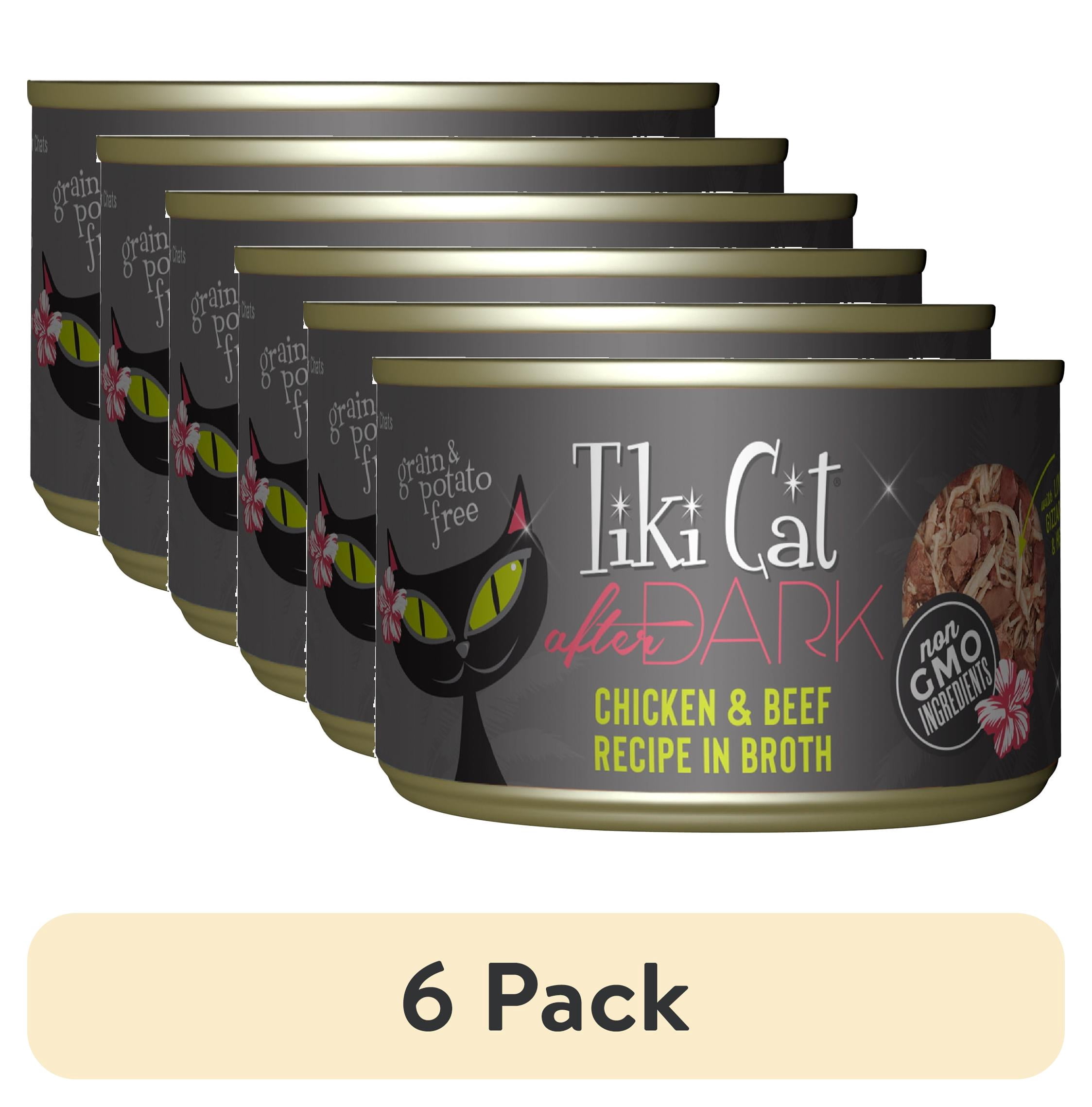 (6 pack) Tiki Cat After Dark Whole Foods Wet Cat Food, Chicken & Beef, 5.5 oz. Can