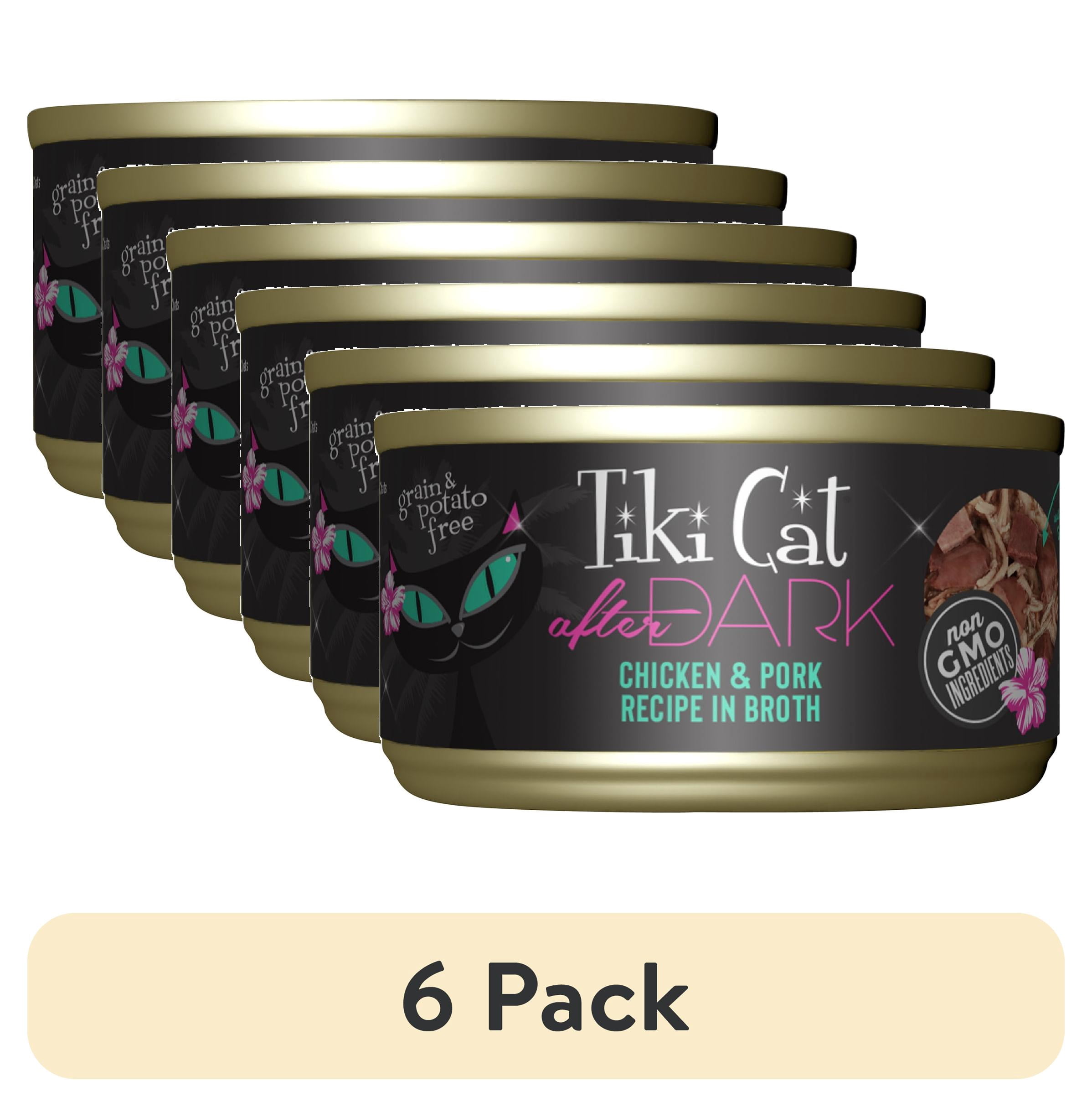 (6 pack) Tiki Cat After Dark Whole Foods Wet Cat Food, Chicken & Pork, 2.8 oz. Can