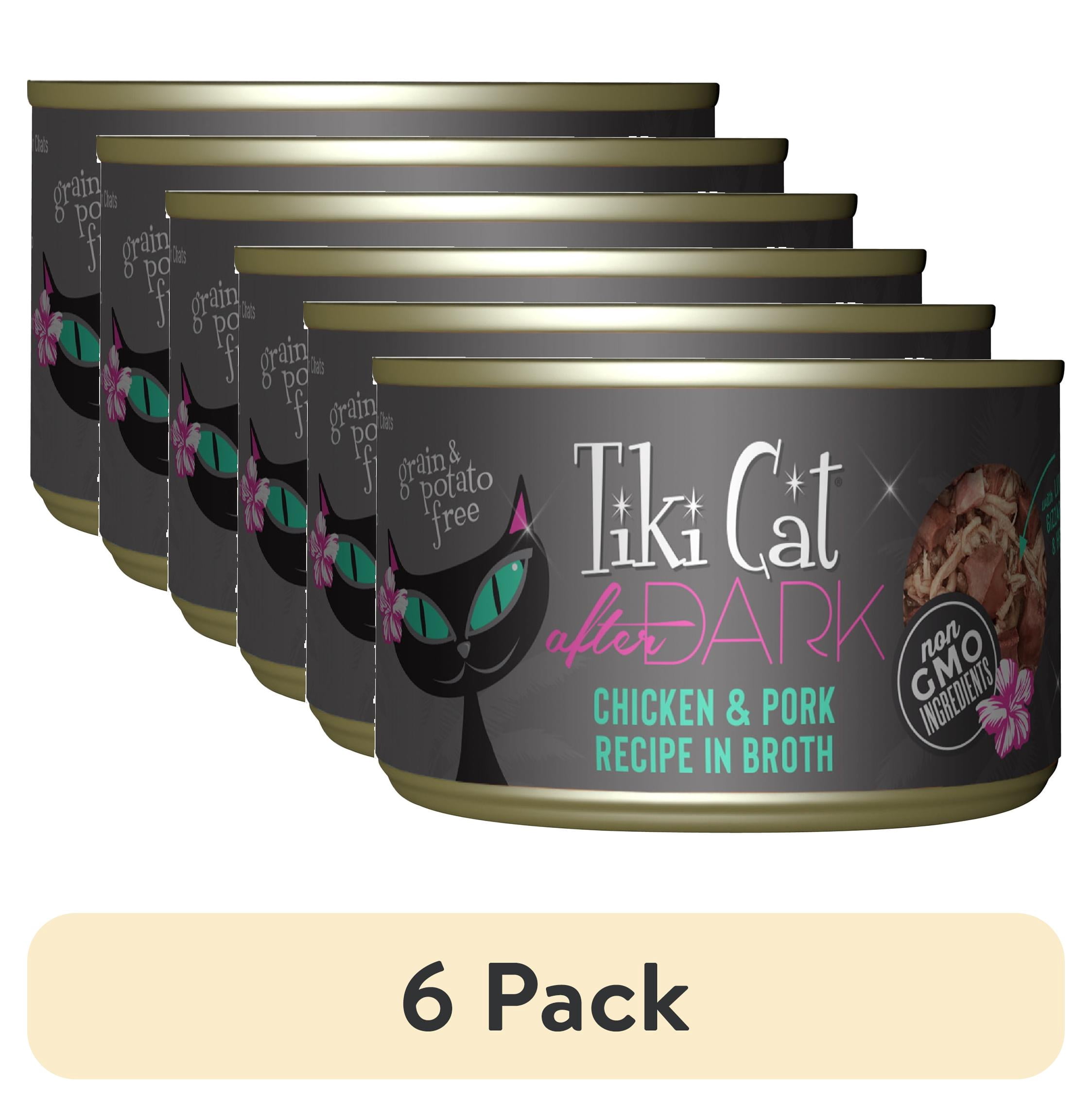 (6 pack) Tiki Cat After Dark Whole Foods Wet Cat Food, Chicken & Pork, 5.5 oz. Can
