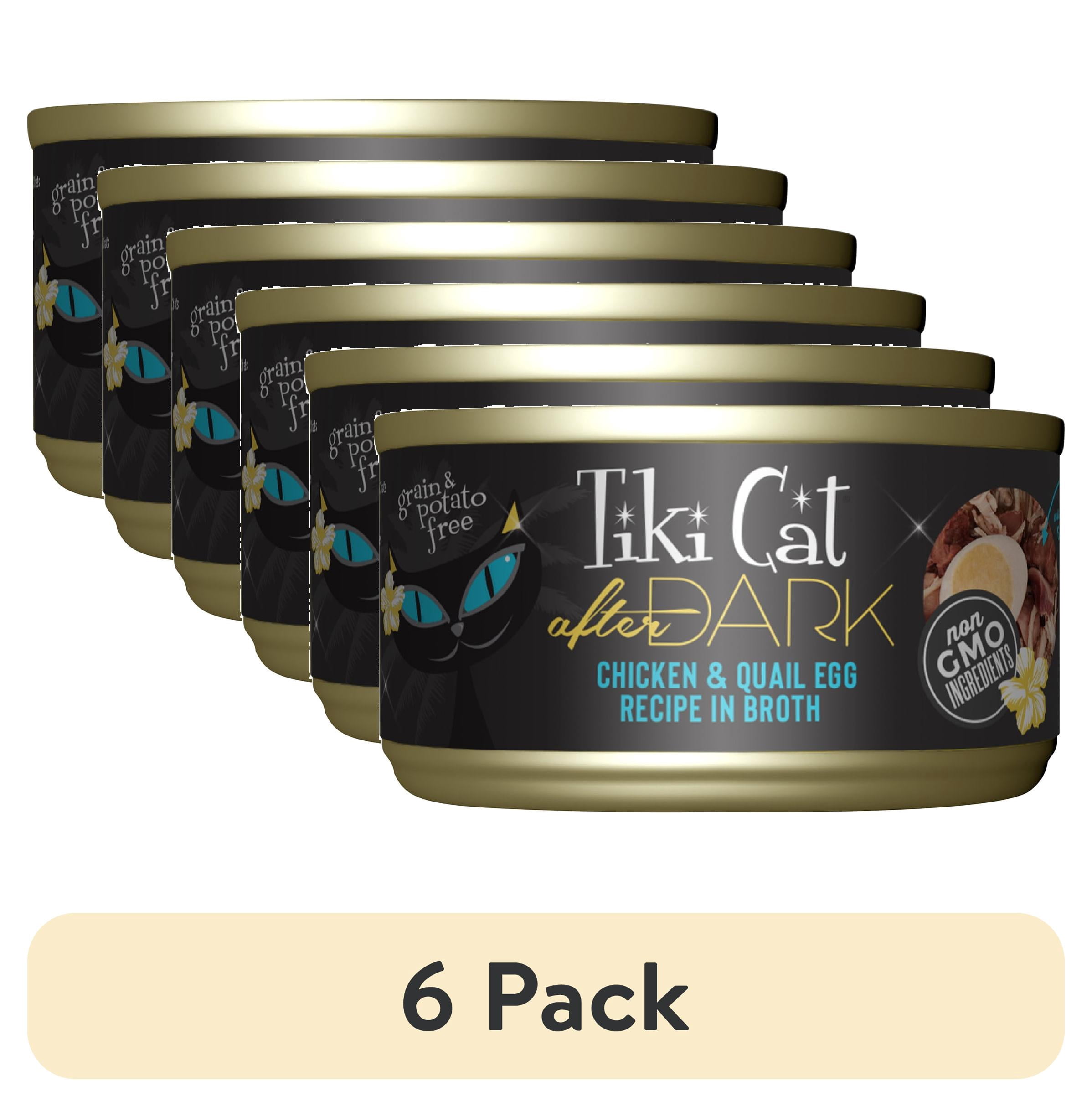 (6 pack) Tiki Cat After Dark Whole Foods Wet Cat Food, Chicken & Quail Egg, 2.8 oz. Can