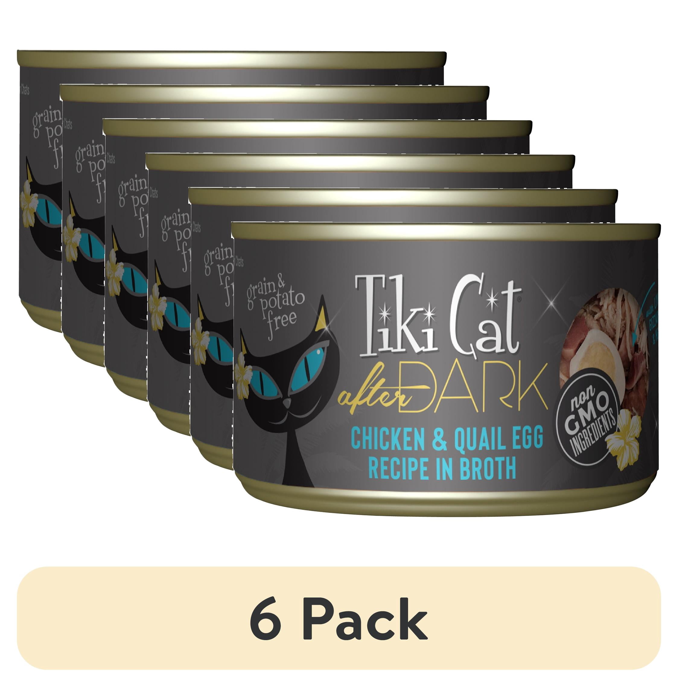 (6 pack) Tiki Cat After Dark Whole Foods Wet Cat Food, Chicken & Quail Egg, 5.5 oz. Can