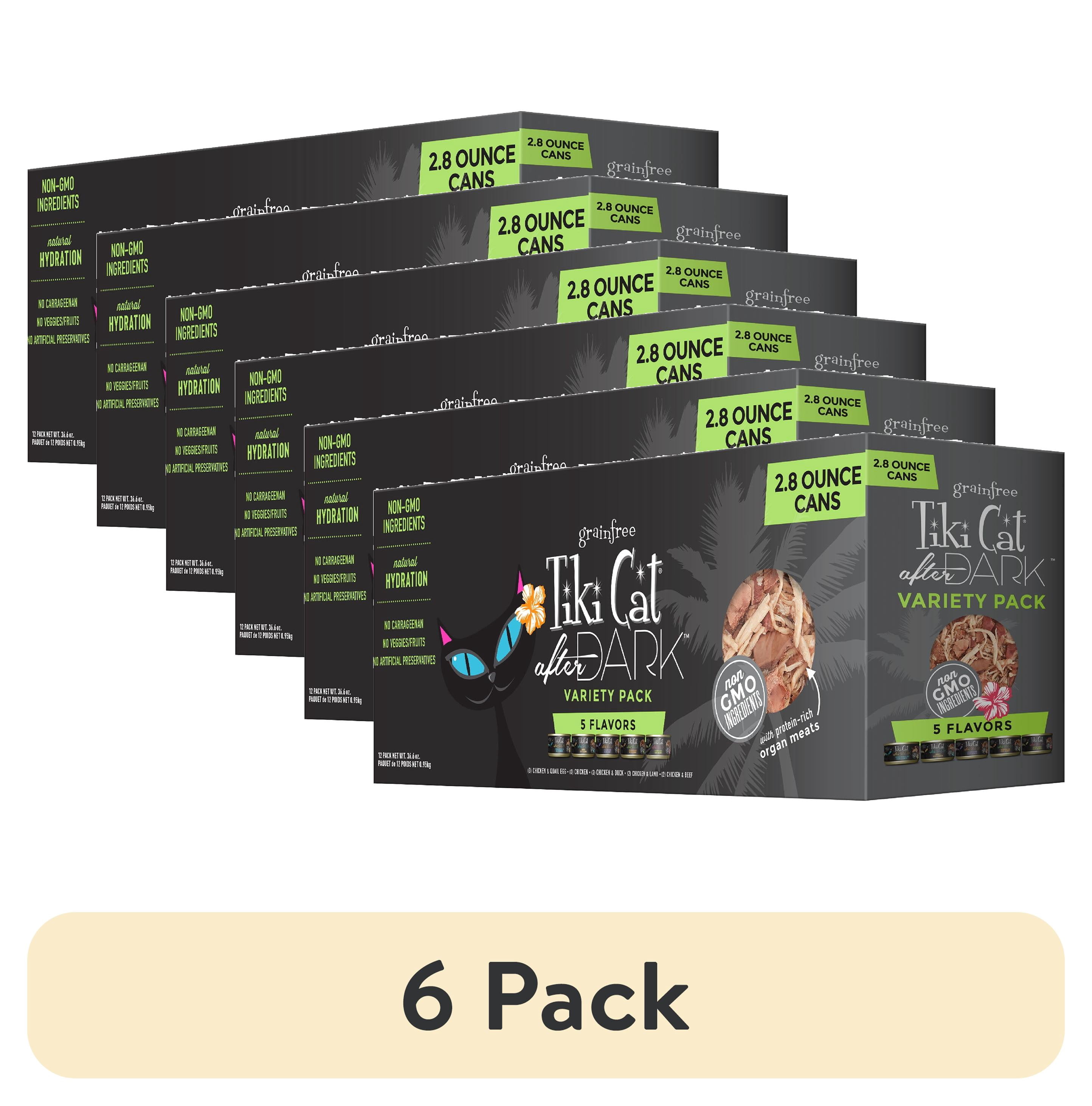(6 pack) Tiki Cat After Dark Whole Foods Wet Cat Food, Variety Pack, 2.8 oz. Can (12 Count)