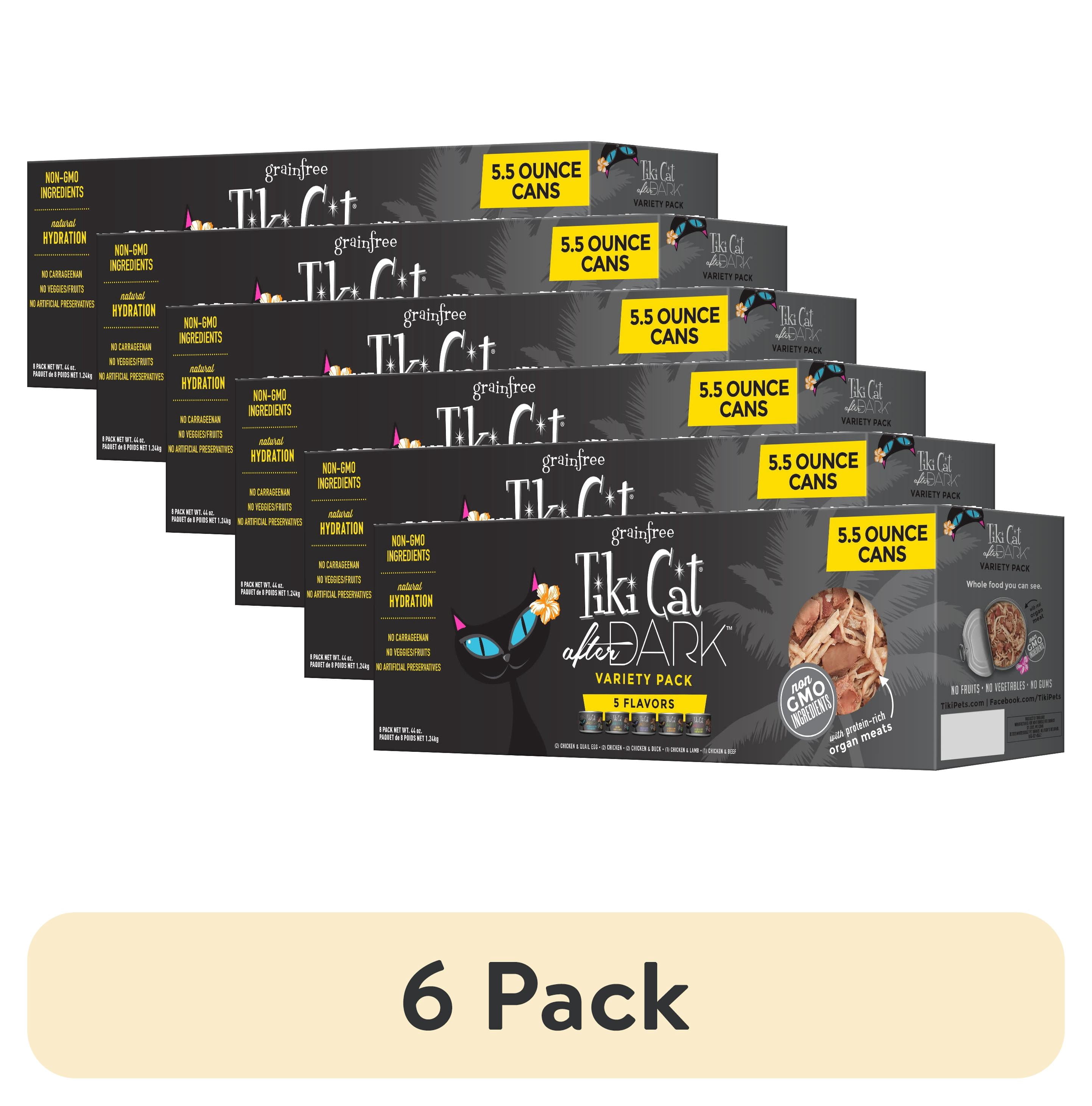 (6 pack) Tiki Cat After Dark Whole Foods Wet Cat Food, Variety Pack, 5.5 oz. Can (8 Count)