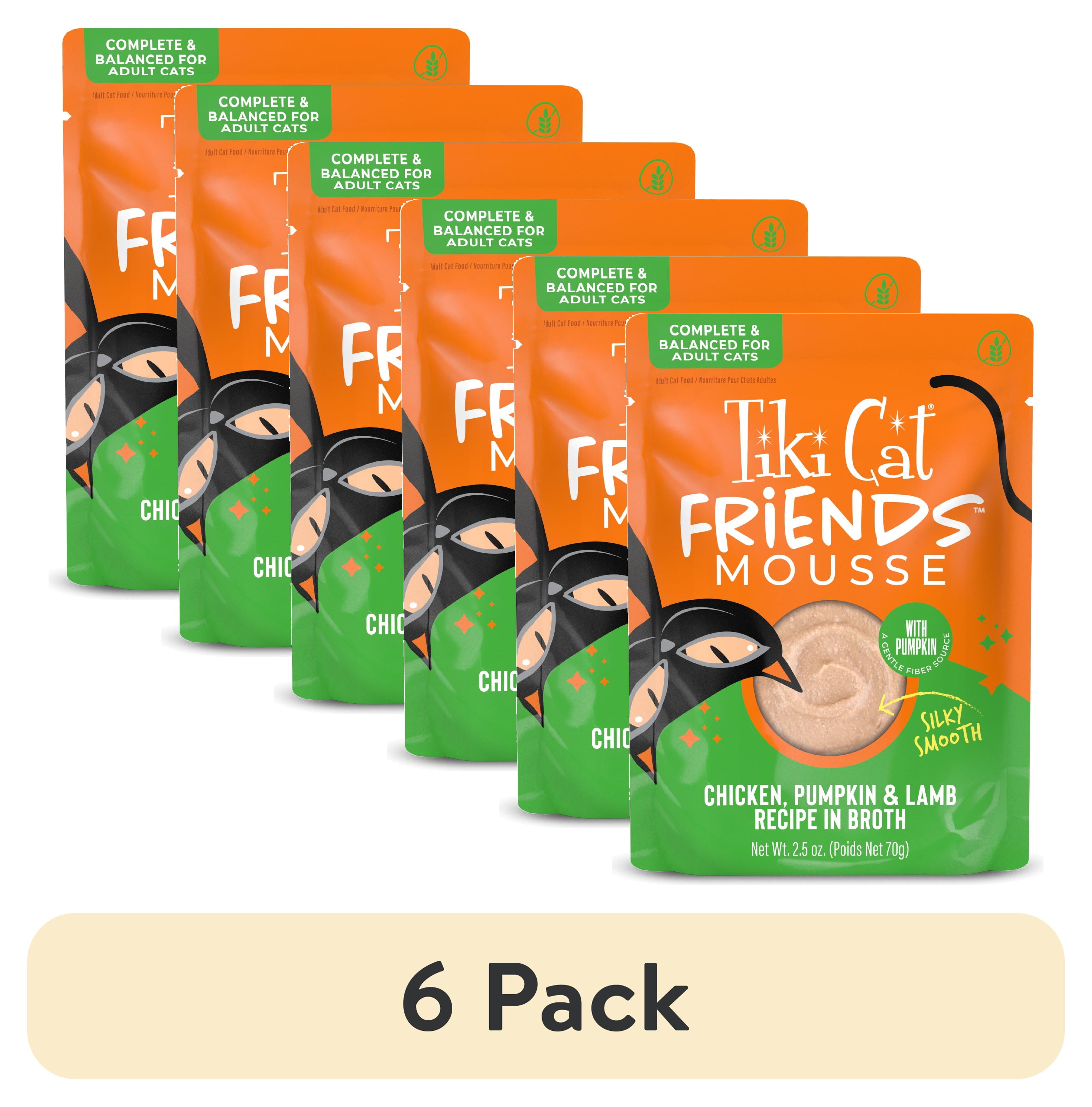 (6 pack) Tiki Cat Friends Mousse Chicken, Pumpkin & Lamb Recipe in Broth, 2.5 oz. Pouch