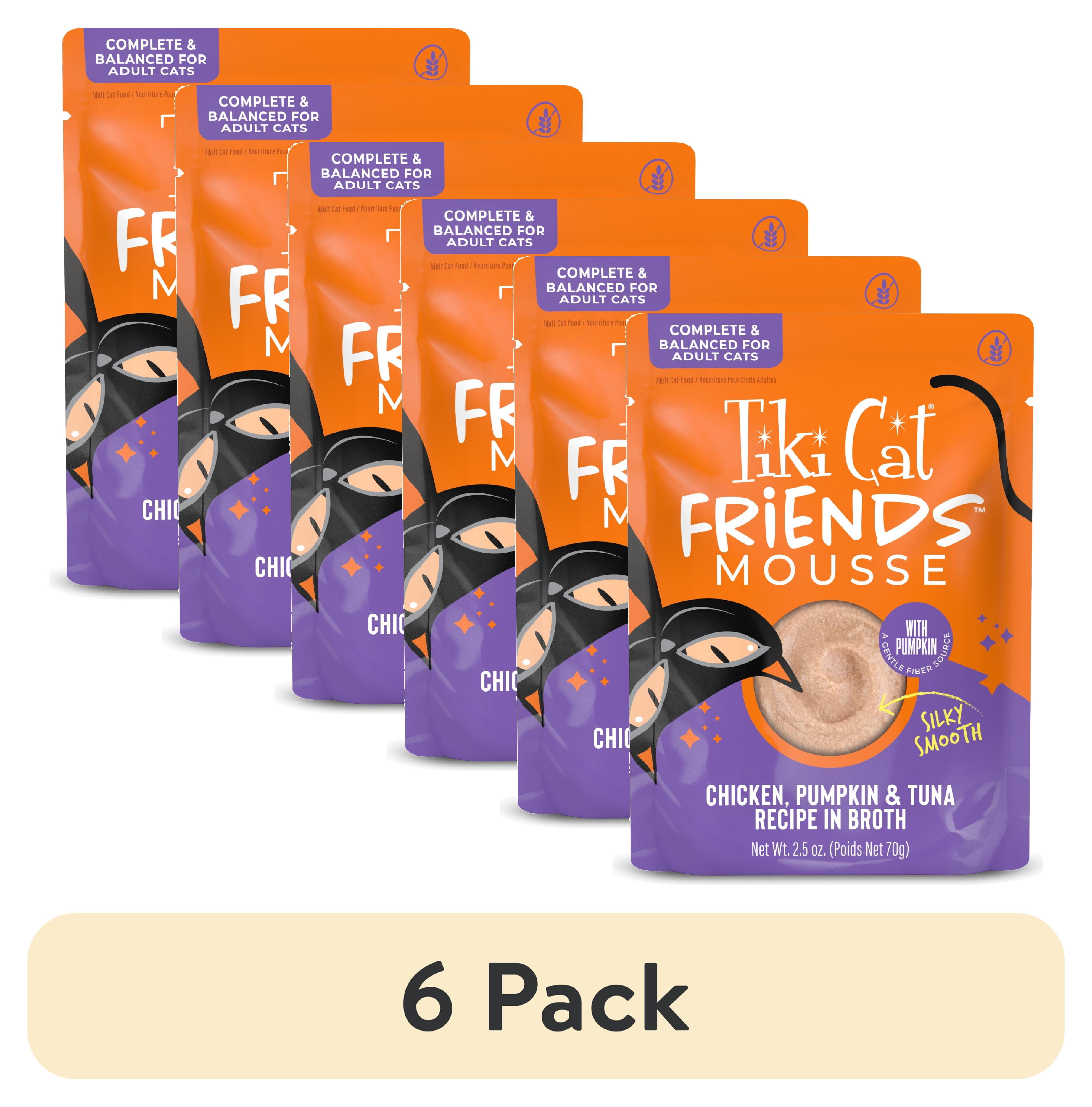 (6 pack) Tiki Cat Friends Mousse Chicken, Pumpkin & Tuna Recipe in Broth, 2.5 oz. Pouch